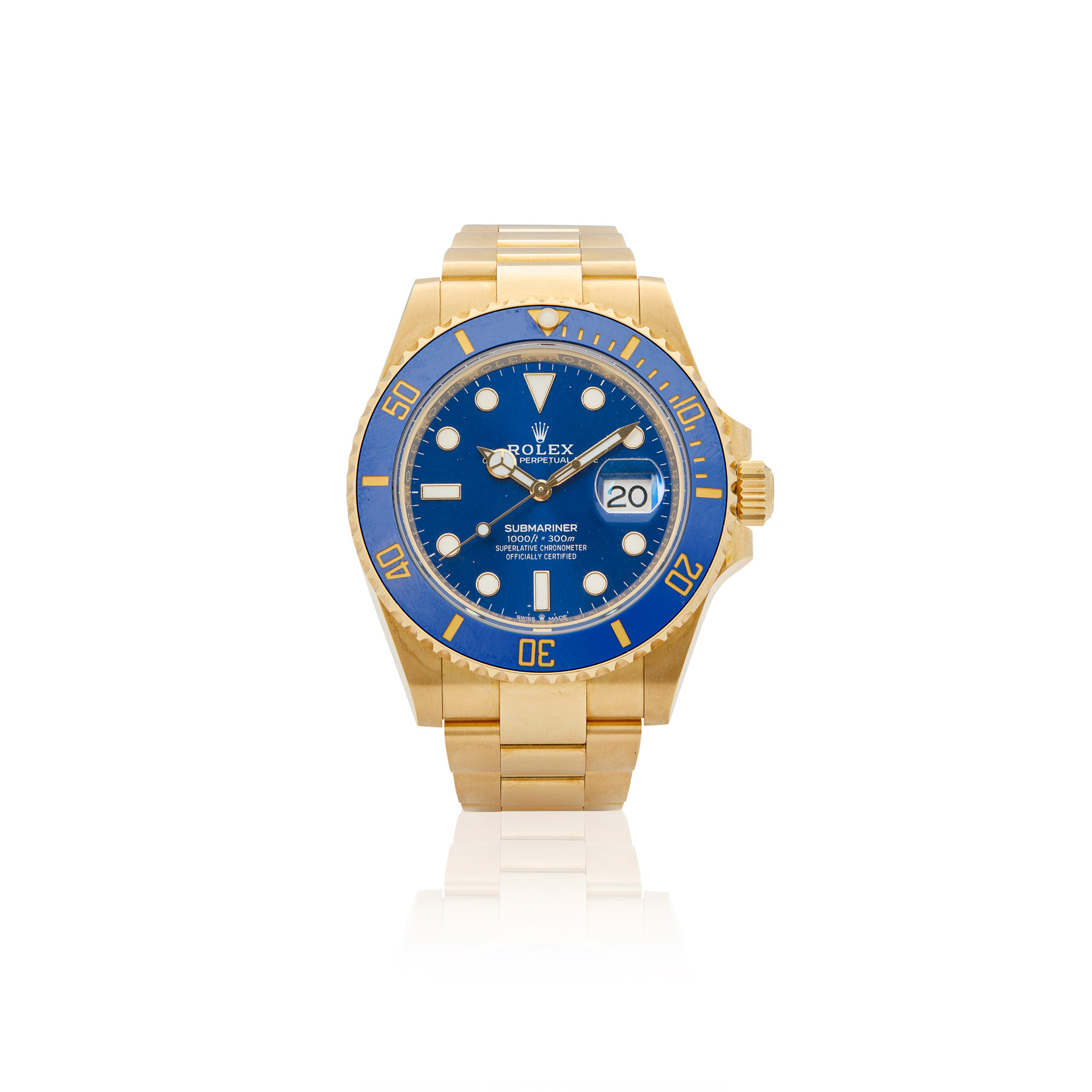 Rolex. An 18k gold automatic wristwatch on bracelet with date