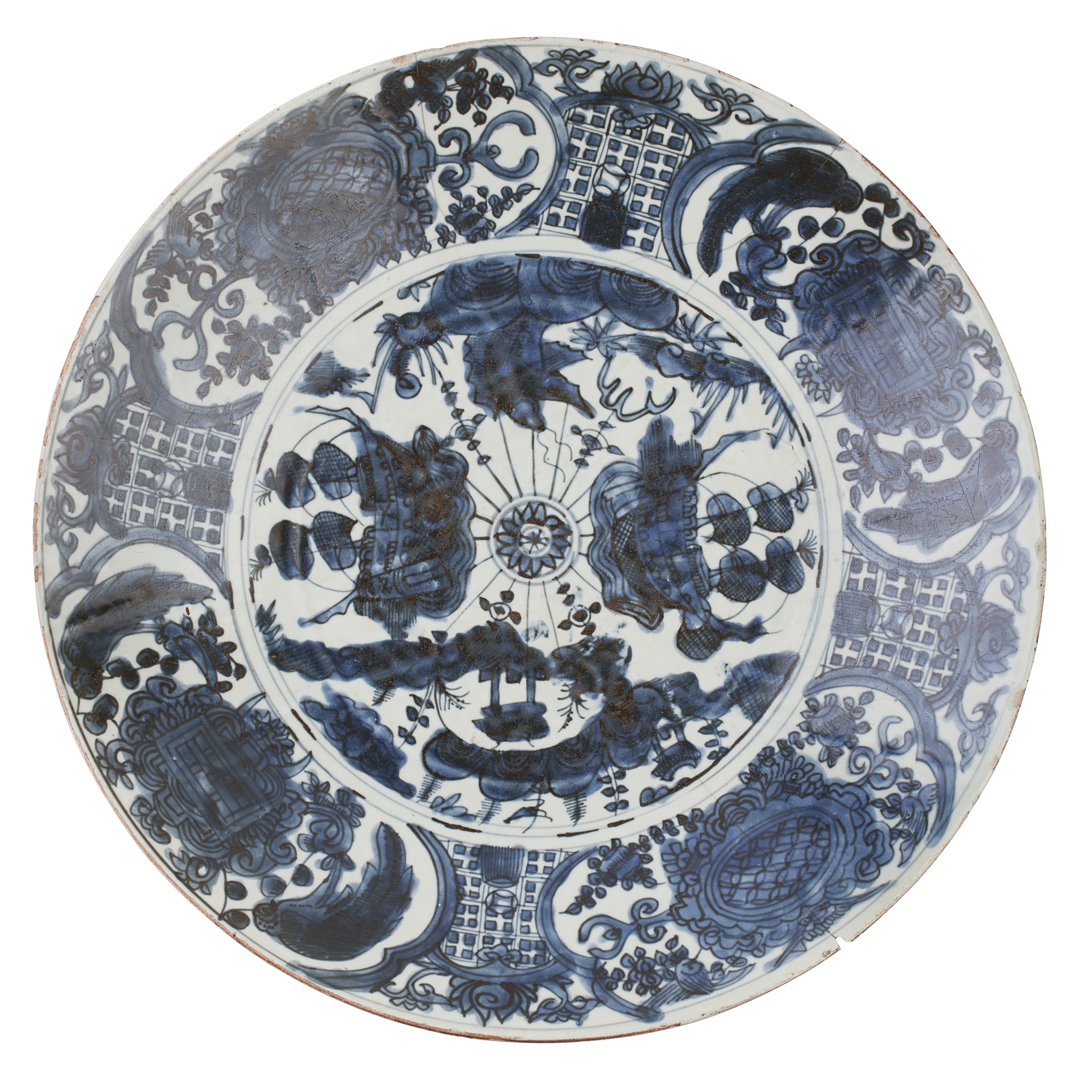 LARGE SWATOW BLUE AND WHITE CHARGER