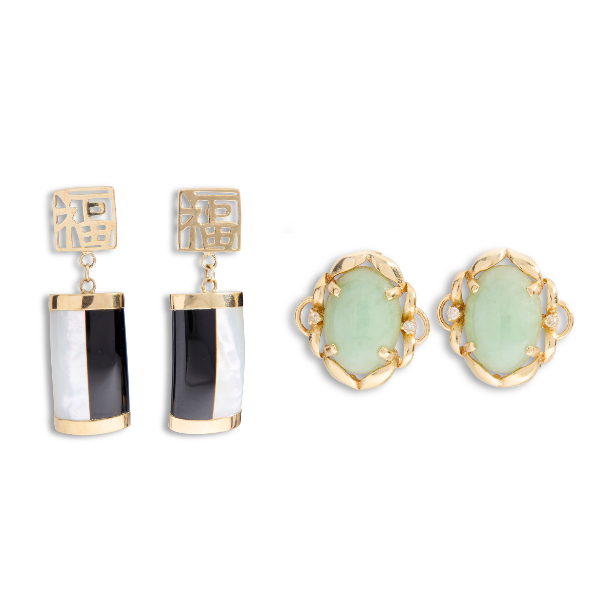 Two pairs of gem-set earrings