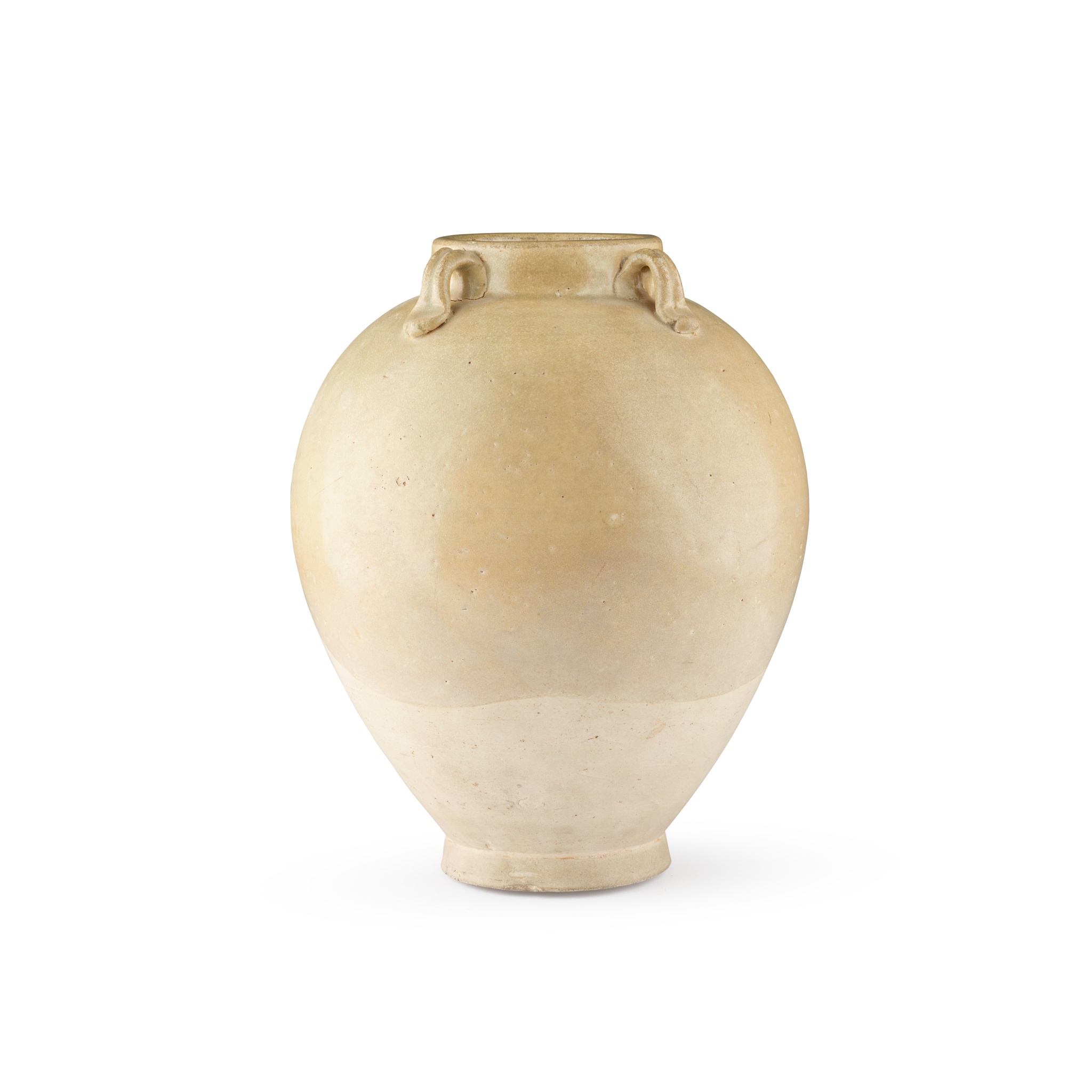 WHITE-GLAZED HANDLED JAR