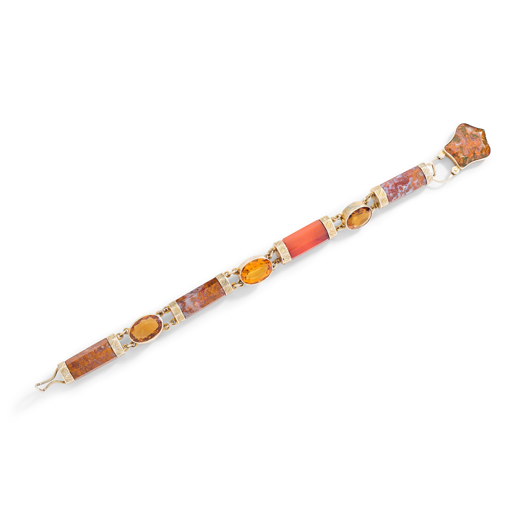 A Scottish agate and citrine bracelet
