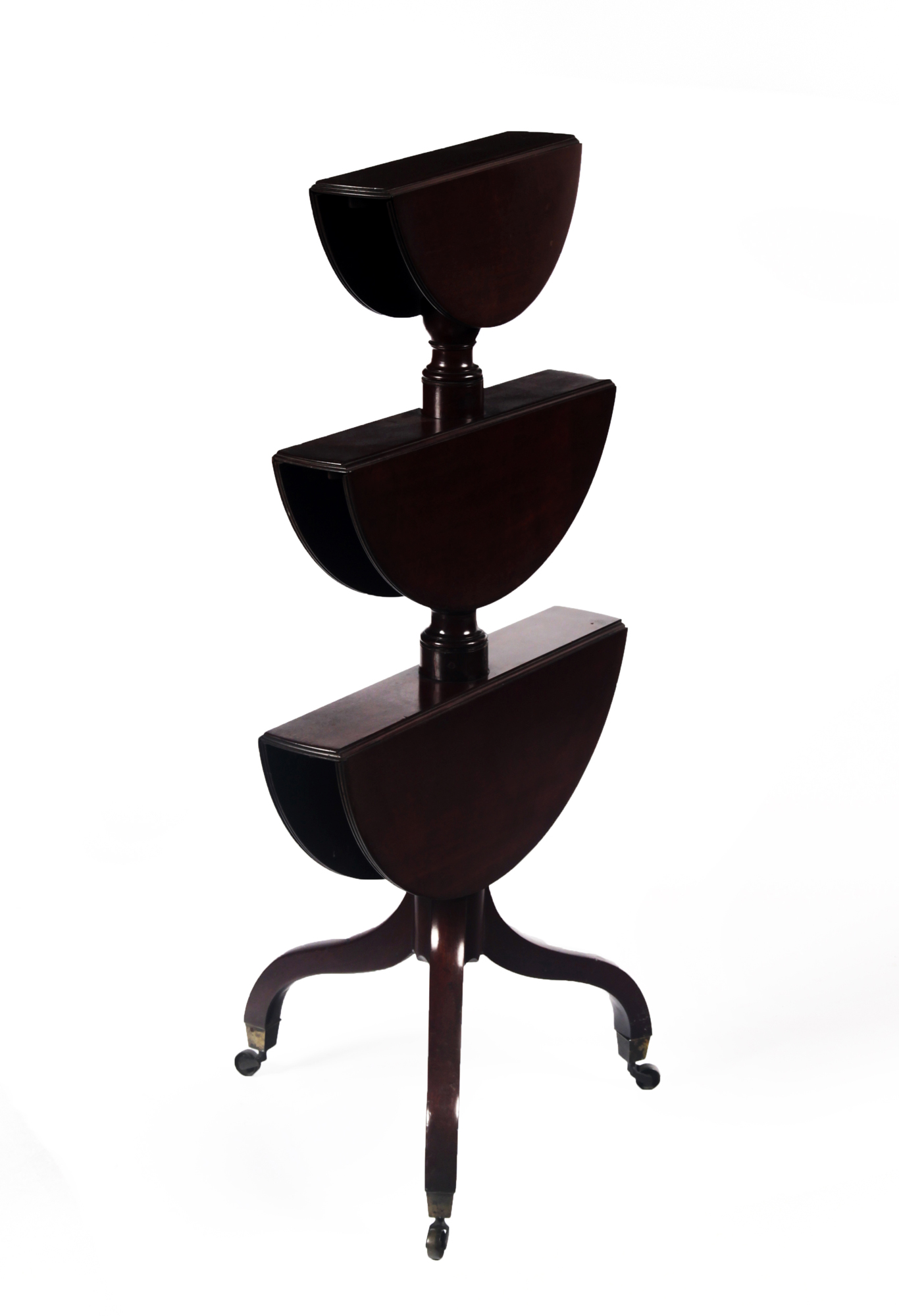 GEORGE III STYLE MAHOGANY TRIPLE TIER DUMB WAITER