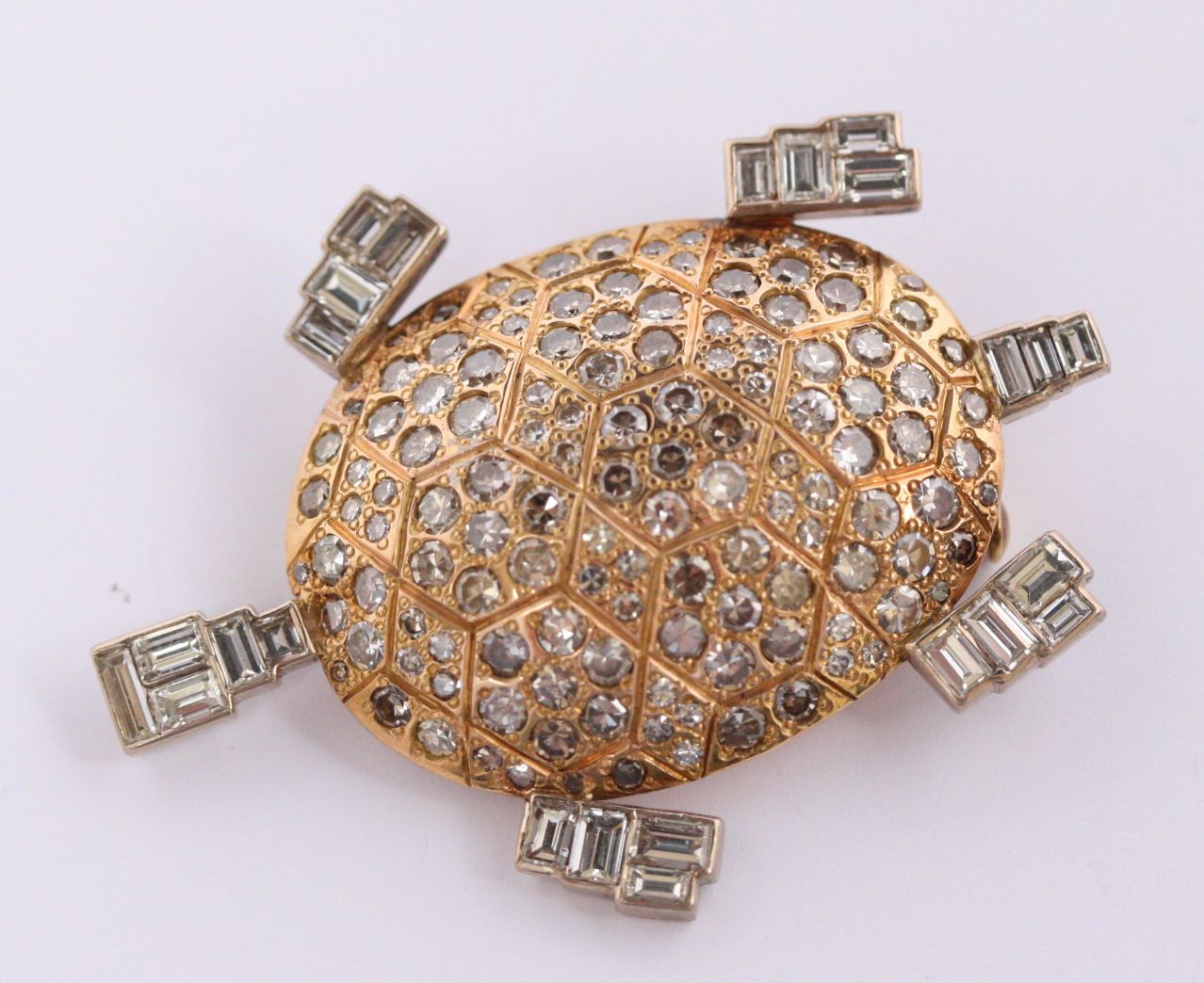 An all diamond set turtle form brooch