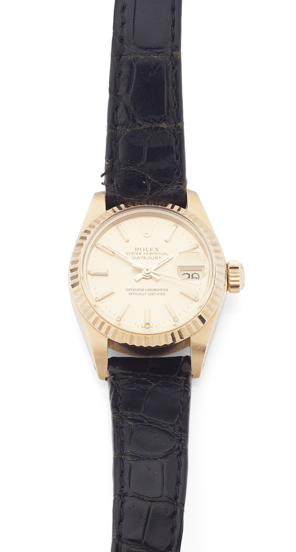 ROLEX - Oyster Perpetual Datejust 18k gold cased lady's wrist watch