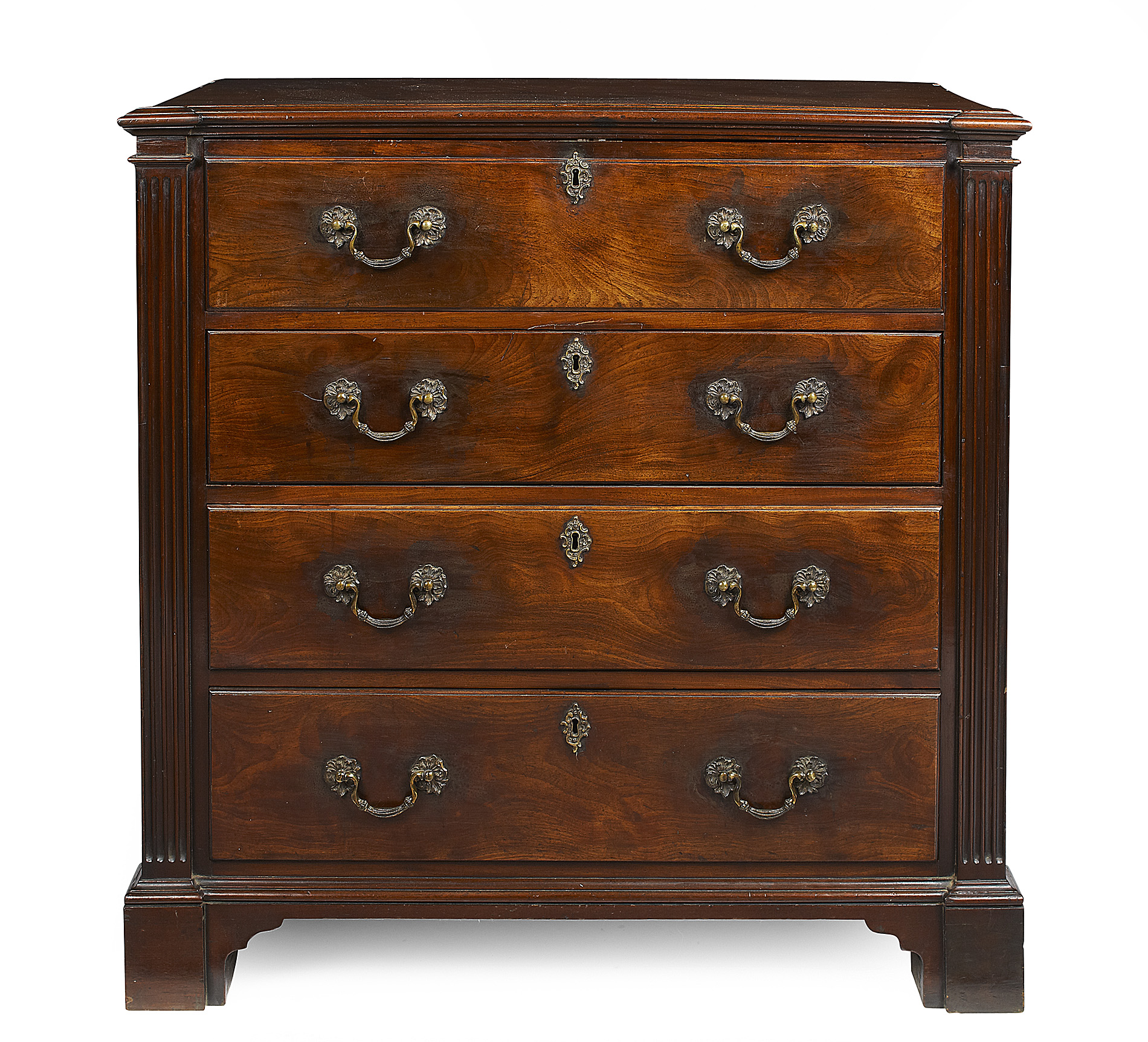 GOOD GEORGE II MAHOGANY SECRETAIRE CHEST OF DRAWERS