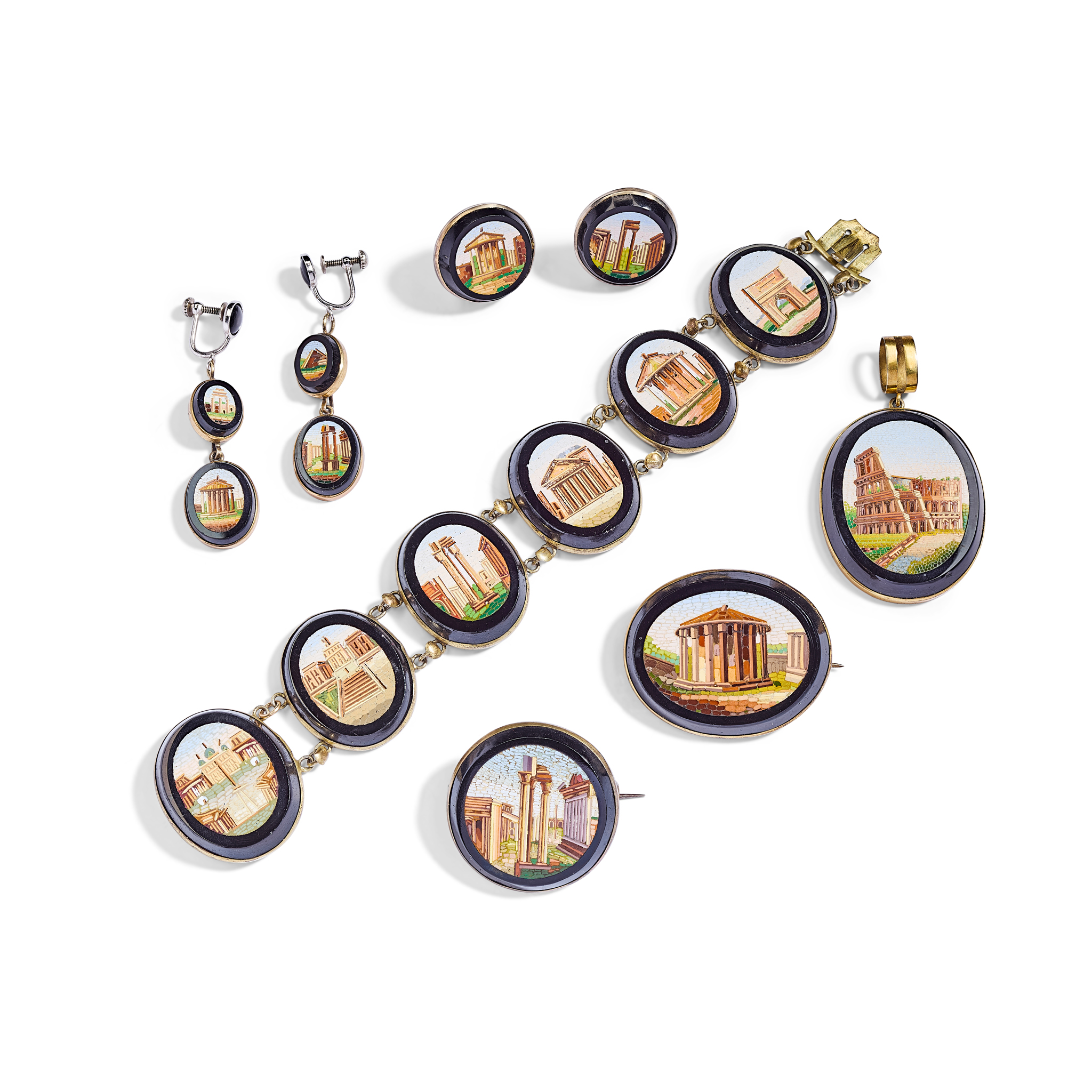 A suite of early 19th century micro-mosaic jewellery