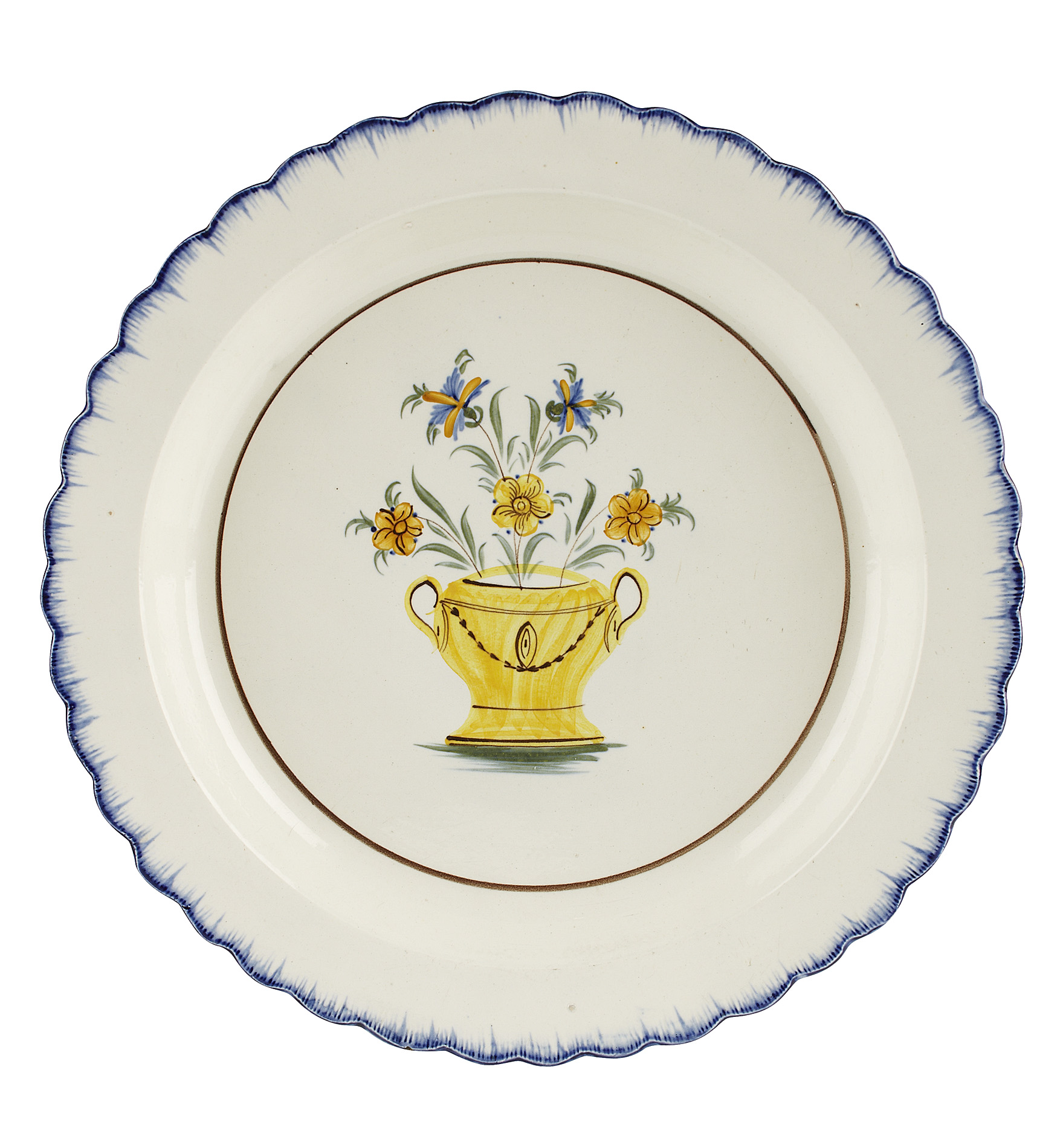 PAIR OF LARGE PEARLWARE PLATES