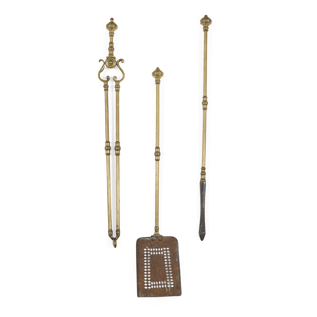 SET OF GEORGIAN BRASS FIRE TOOLS