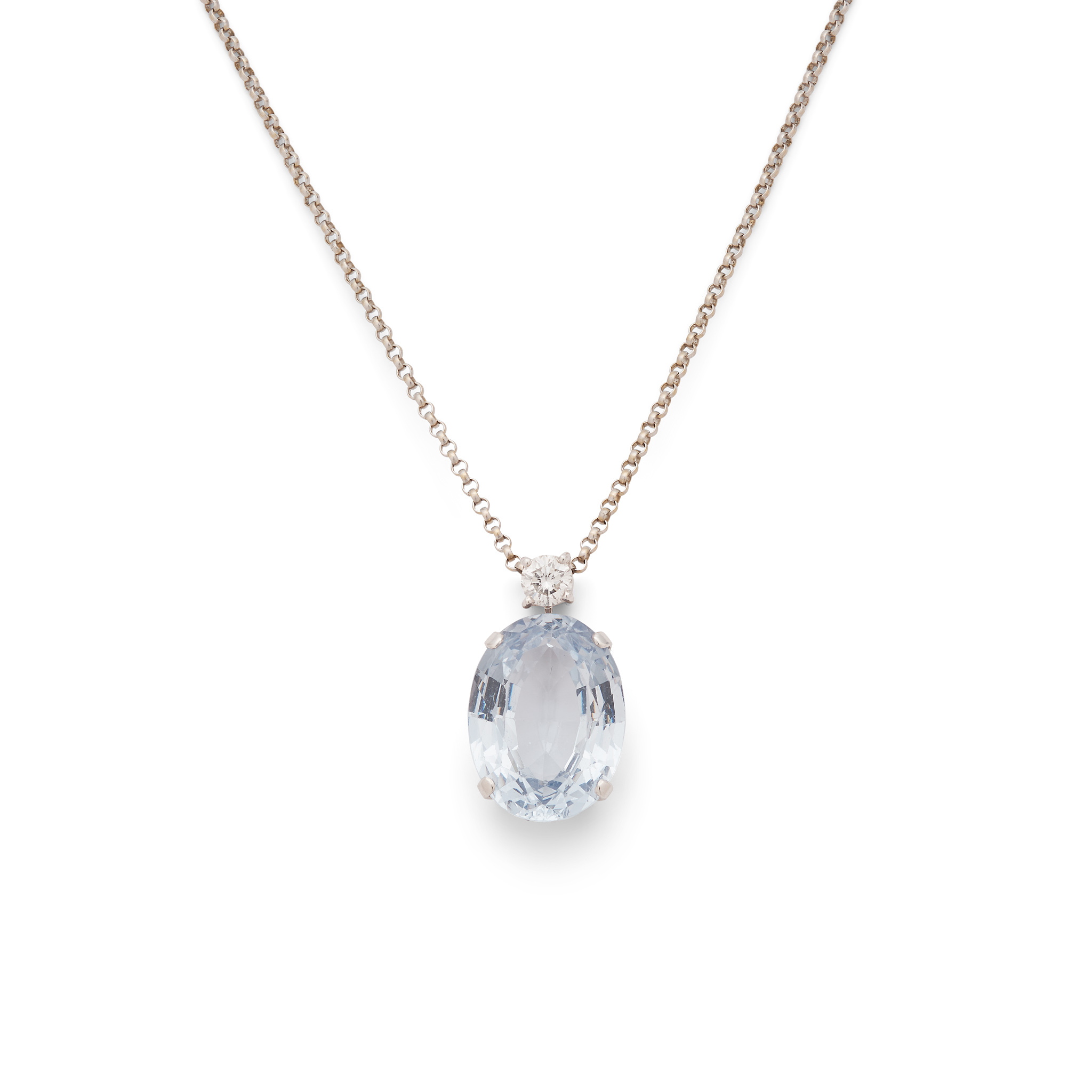 An aquamarine and diamond pendant