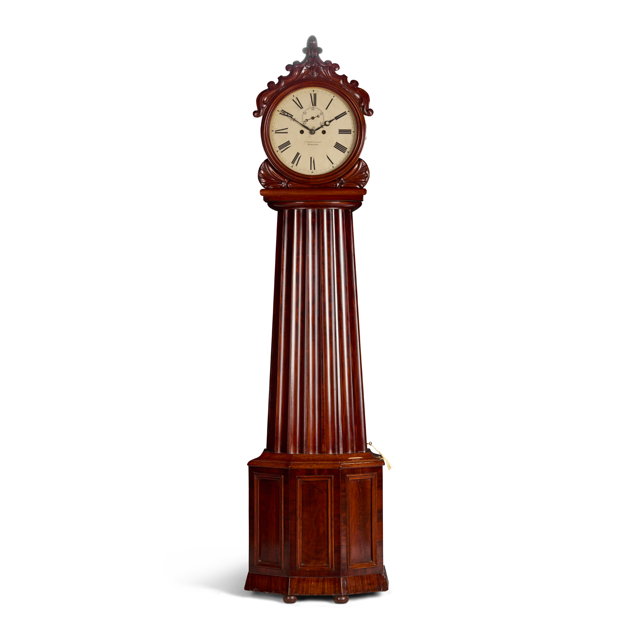 SCOTTISH EARLY VICTORIAN MAHOGANY DRUMHEAD LONGCASE CLOCK, TURNBULL & YOUNG, GLASGOW