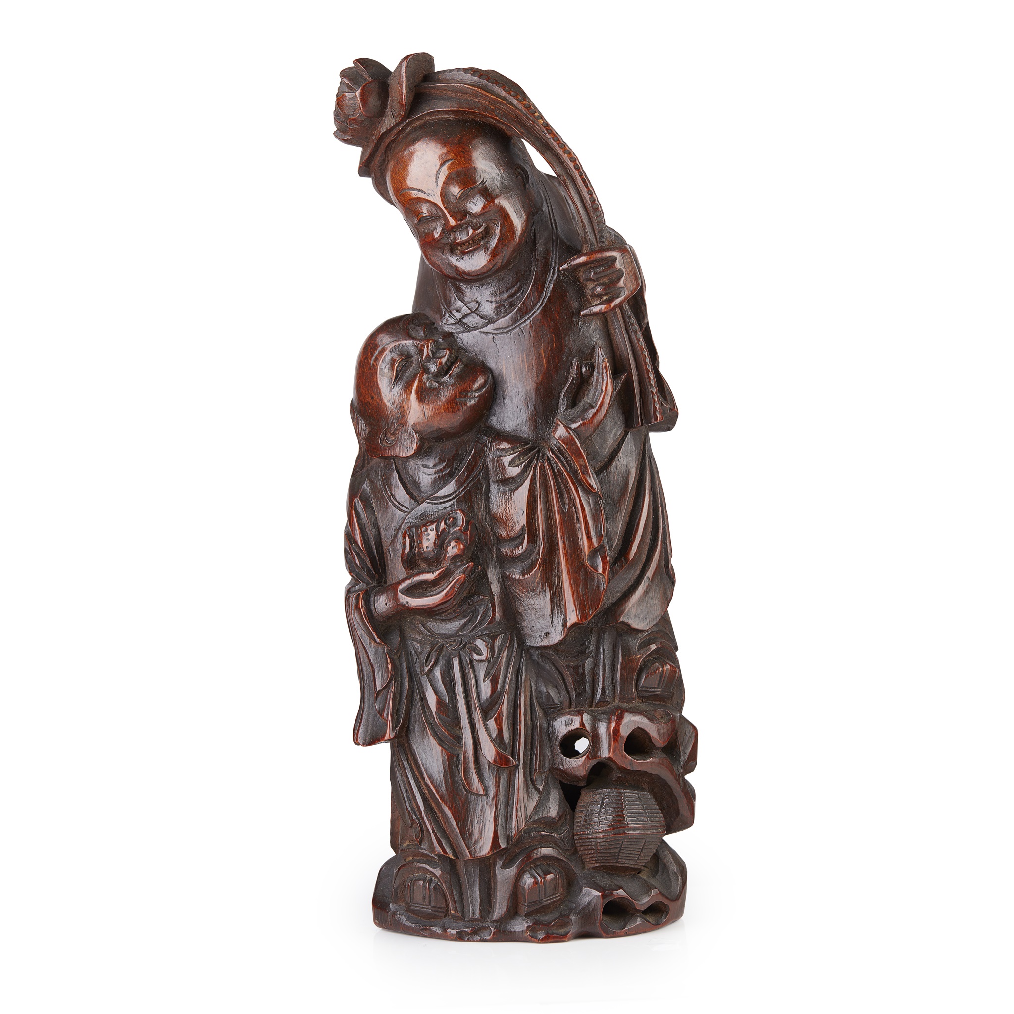 BAMBOO FIGURAL GROUP OF THE HEHE TWINS