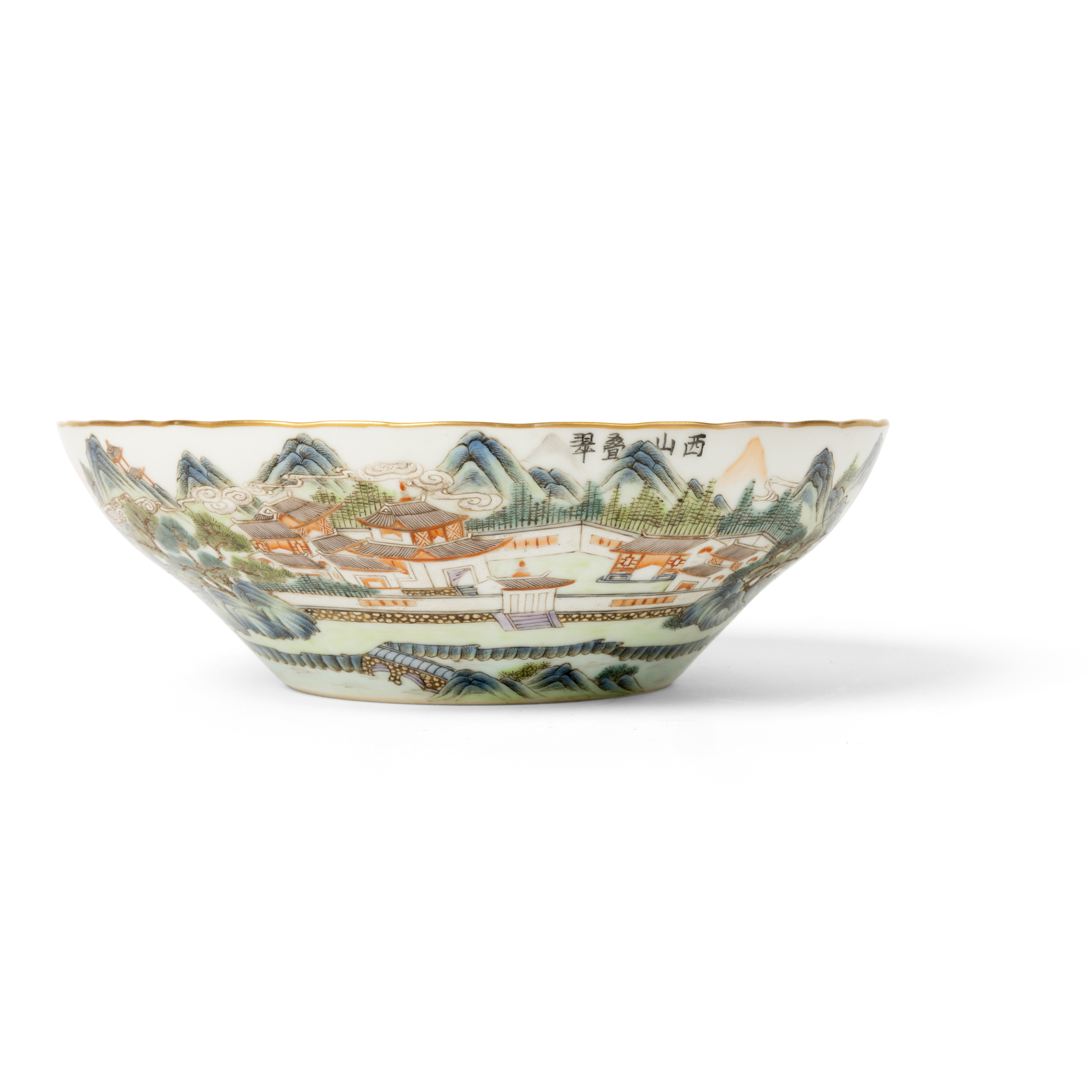 CHINESE FAMILLE ROSE 'LANDSCAPE' BOWL