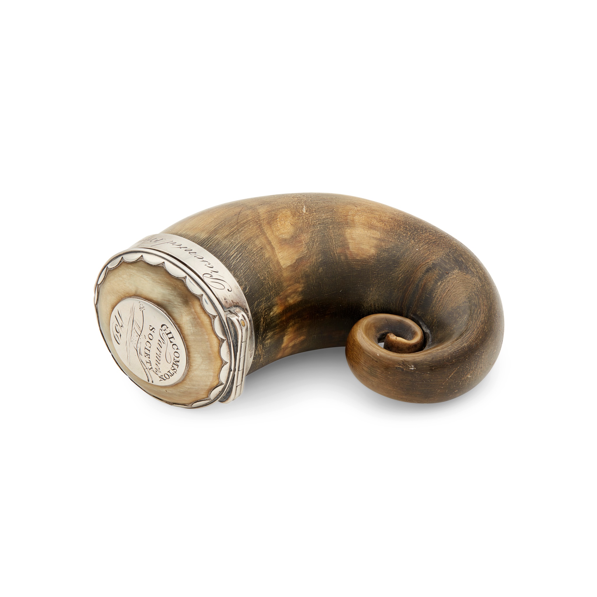 A CURLY HORN SNUFF MULL - FARMING INTEREST