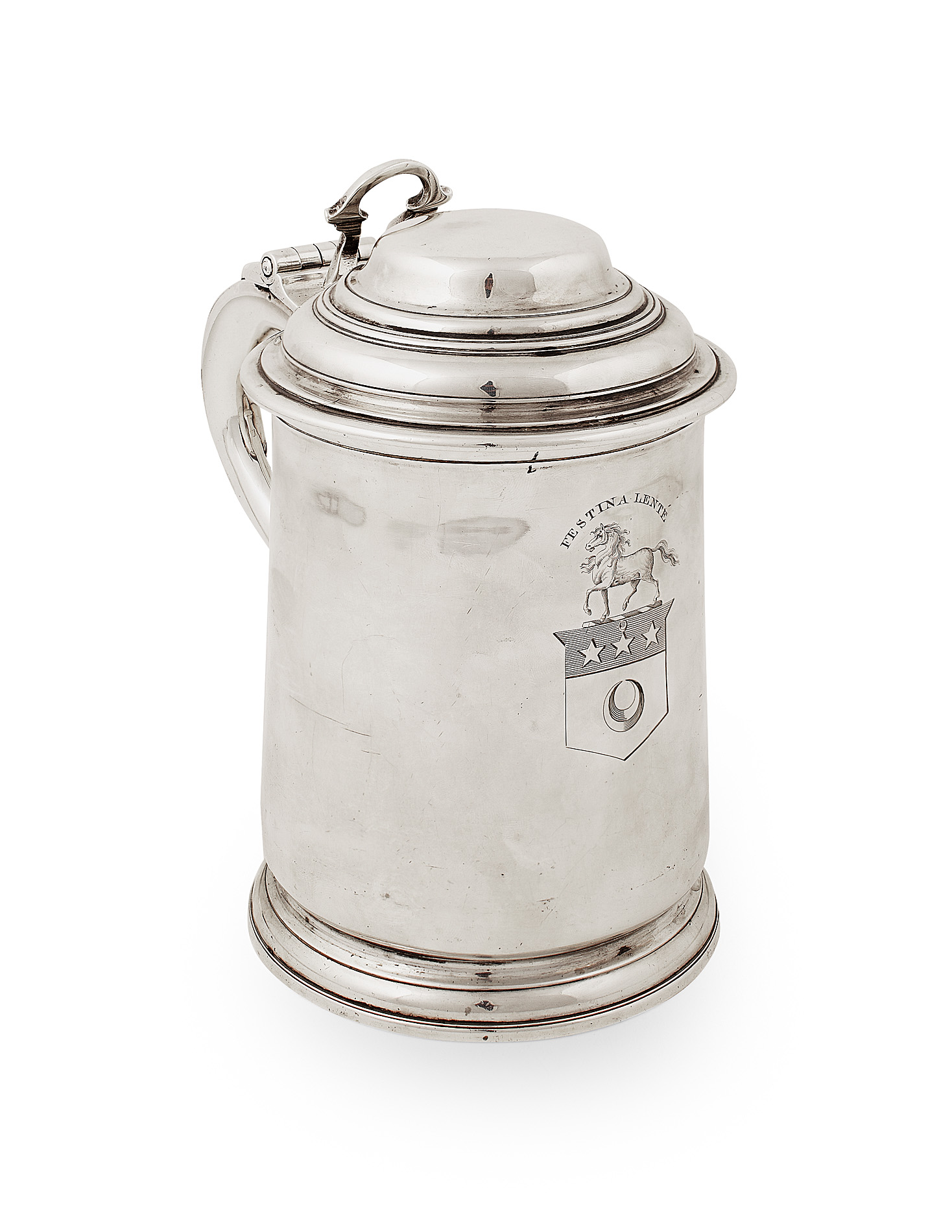A George II lidded tankard