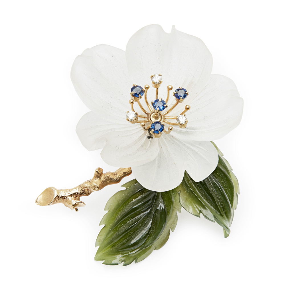 A multi-gem set floral brooch