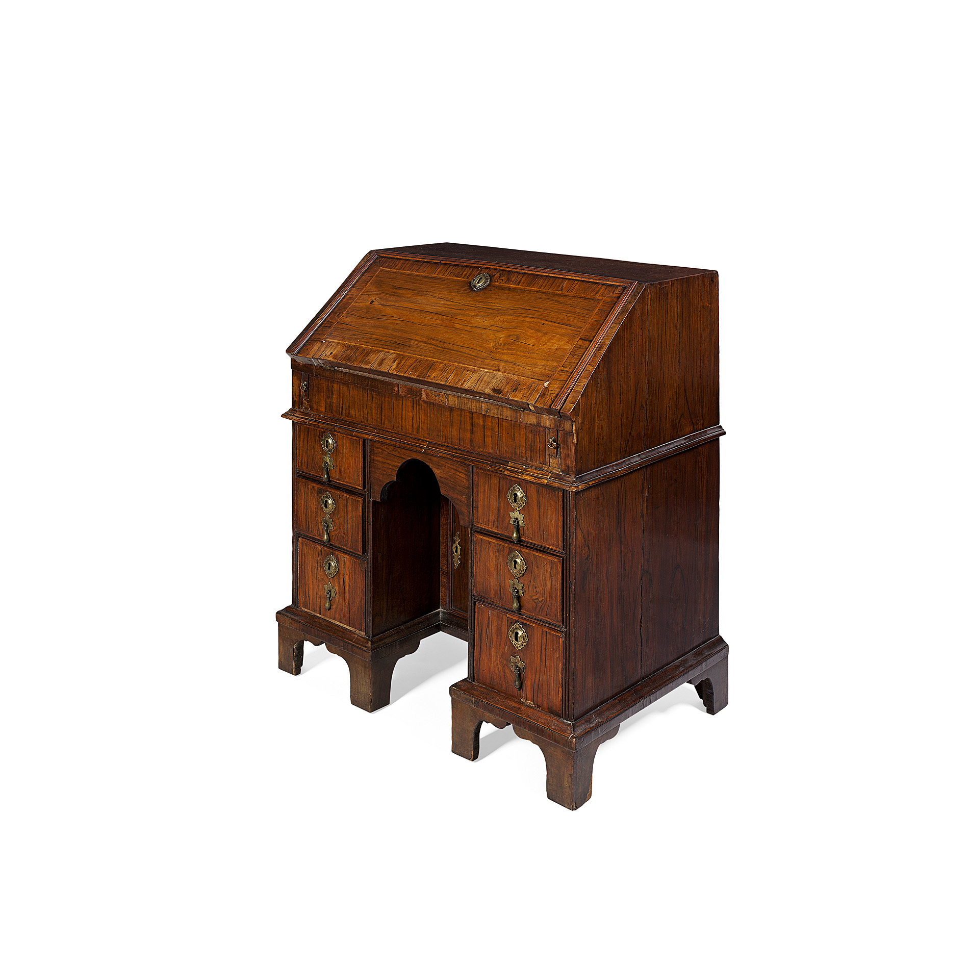 QUEEN ANNE WALNUT AND CROSSBANDED BUREAU