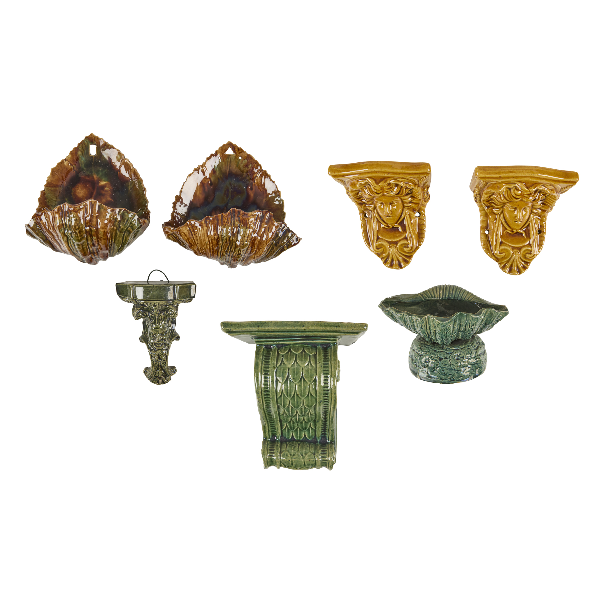 FOUR DUNMORE POTTERY WALL BRACKETS