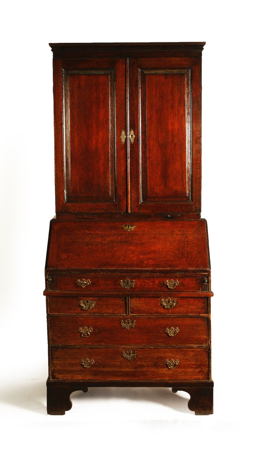 GEORGIAN OAK BUREAU BOOKCASE