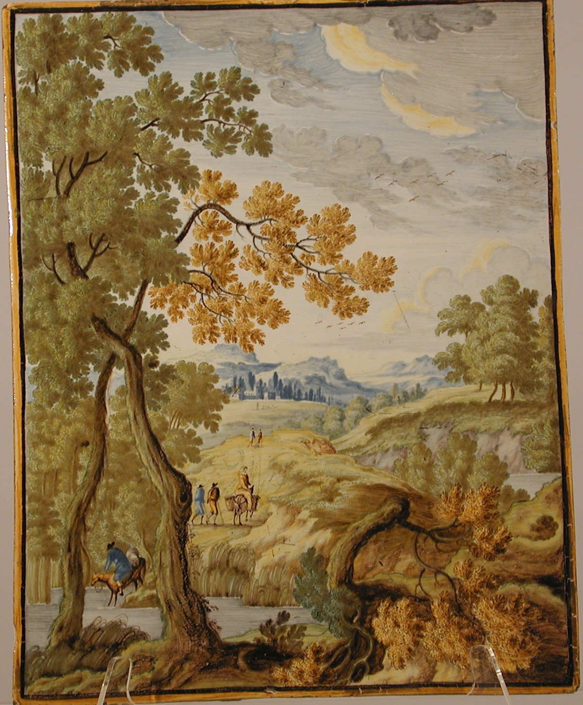 A Castelli rectangular Majolica plaque