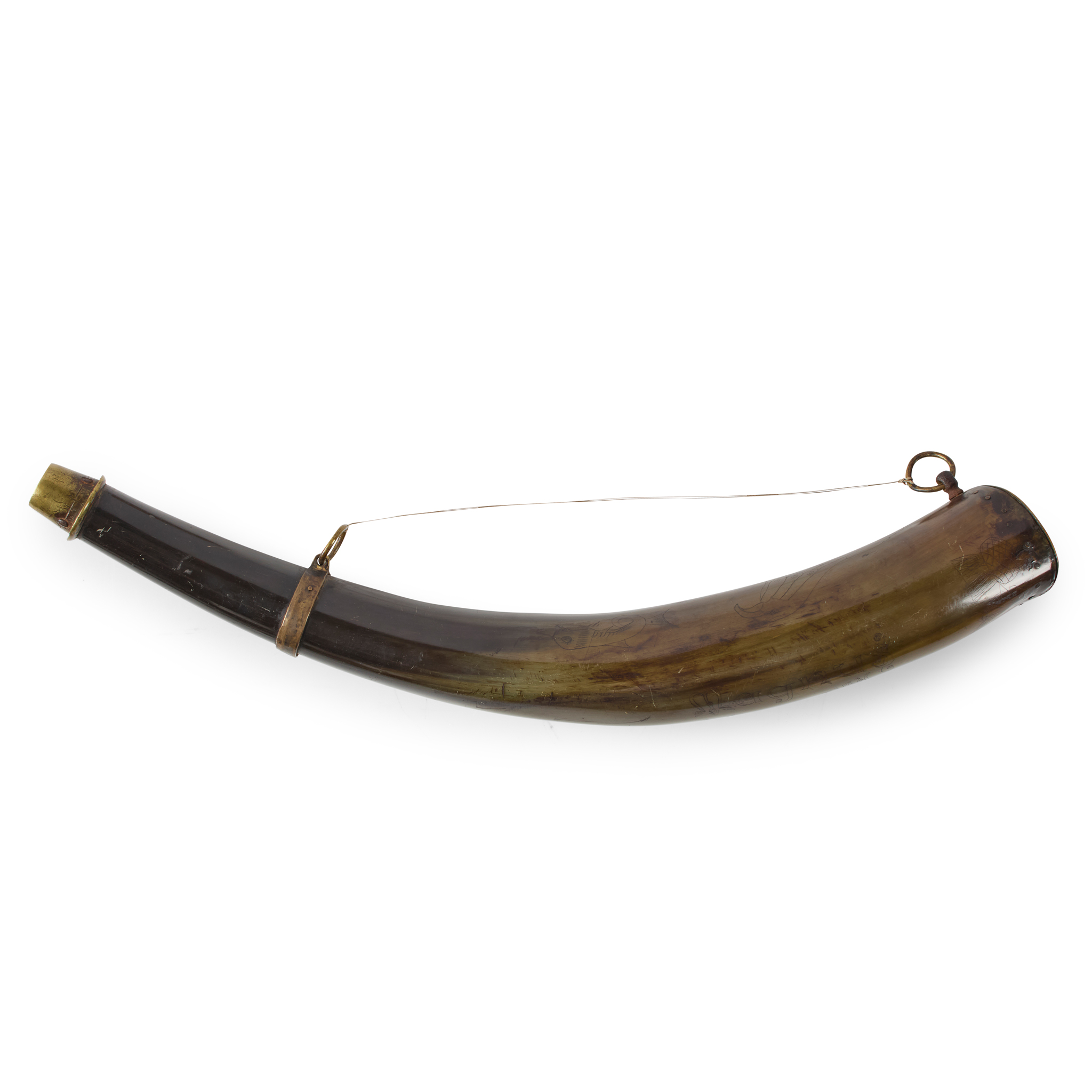 A LATE 17TH CENTURY SCOTTISH POWDER HORN