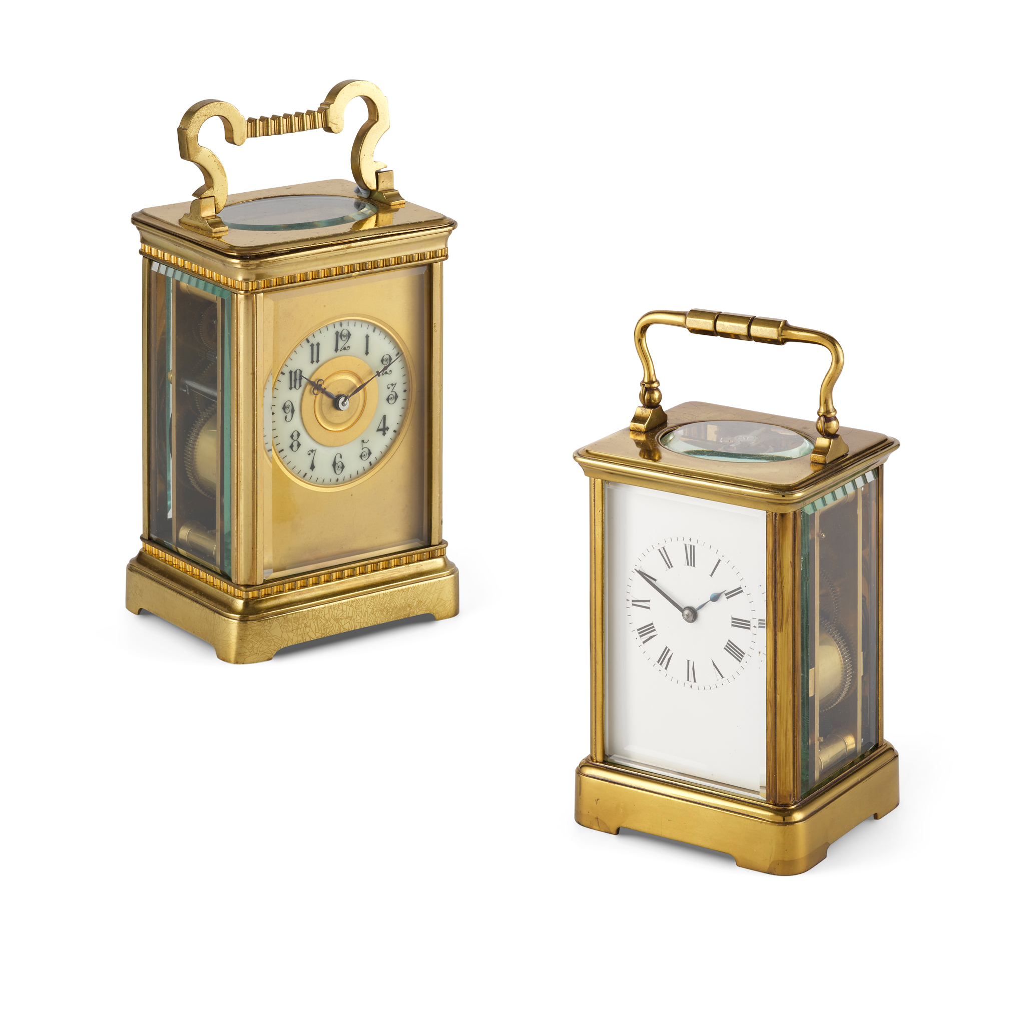 TWO FRENCH BRASS CARRIAGE CLOCKS