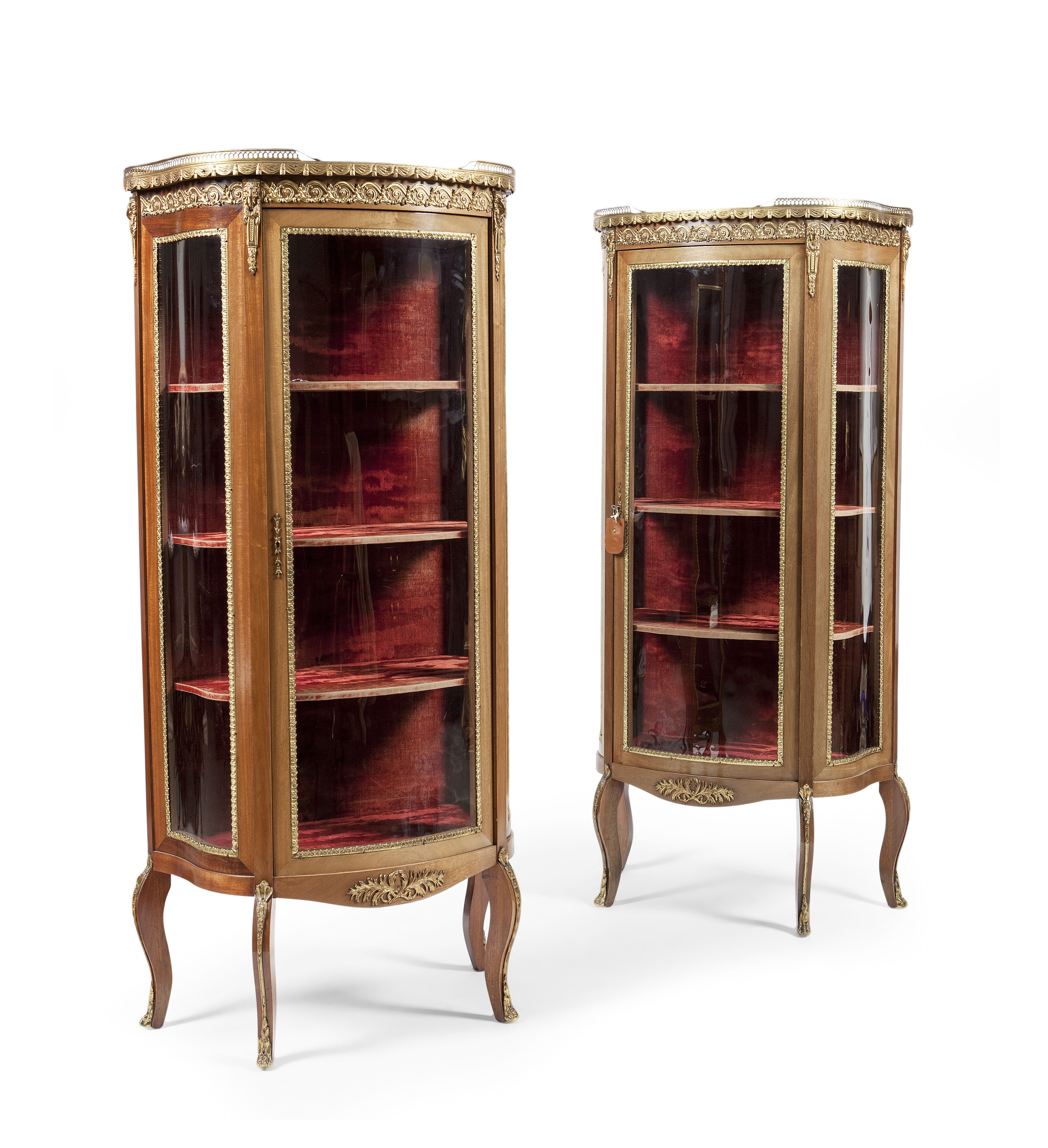PAIR OF LOUIS XVI STYLE MAHOGANY AND GILT METAL MOUNTED VITRINES