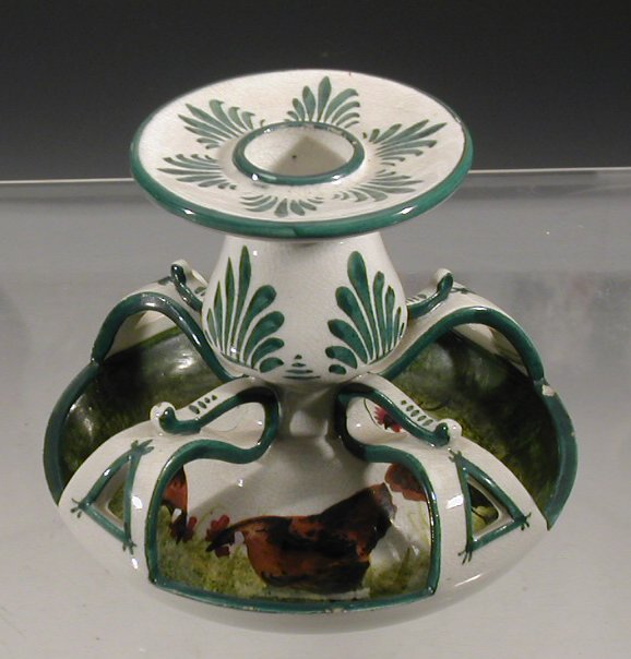 A Wemyss 'Cock and Hen' Low Kintore candlestick