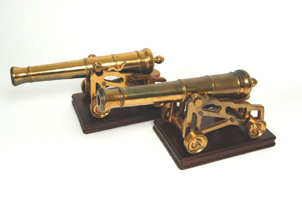 A pair of Parker Field bronze model rampart guns