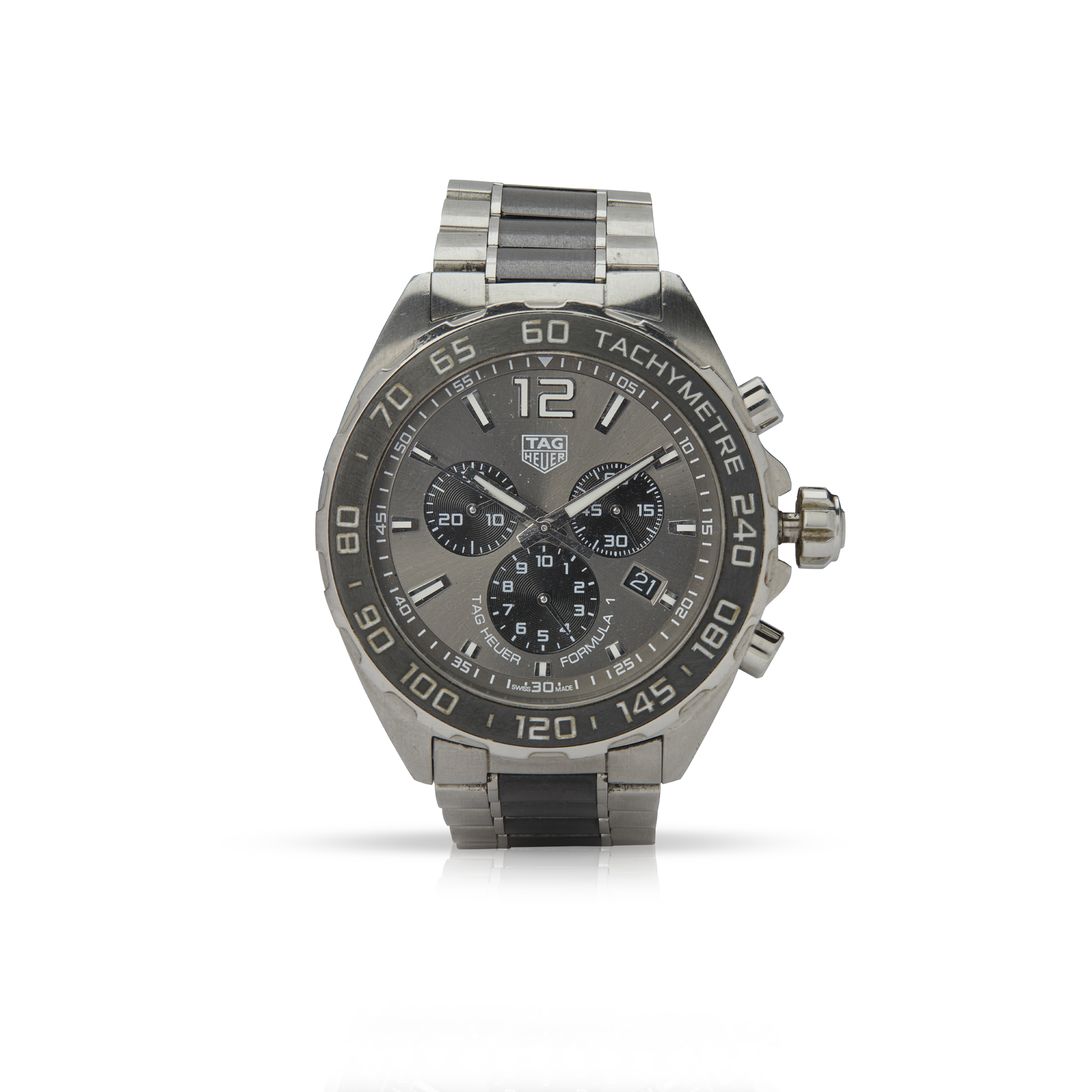 Tag Heuer. A stainless steel and ceramic quartz chronograph wristwatch