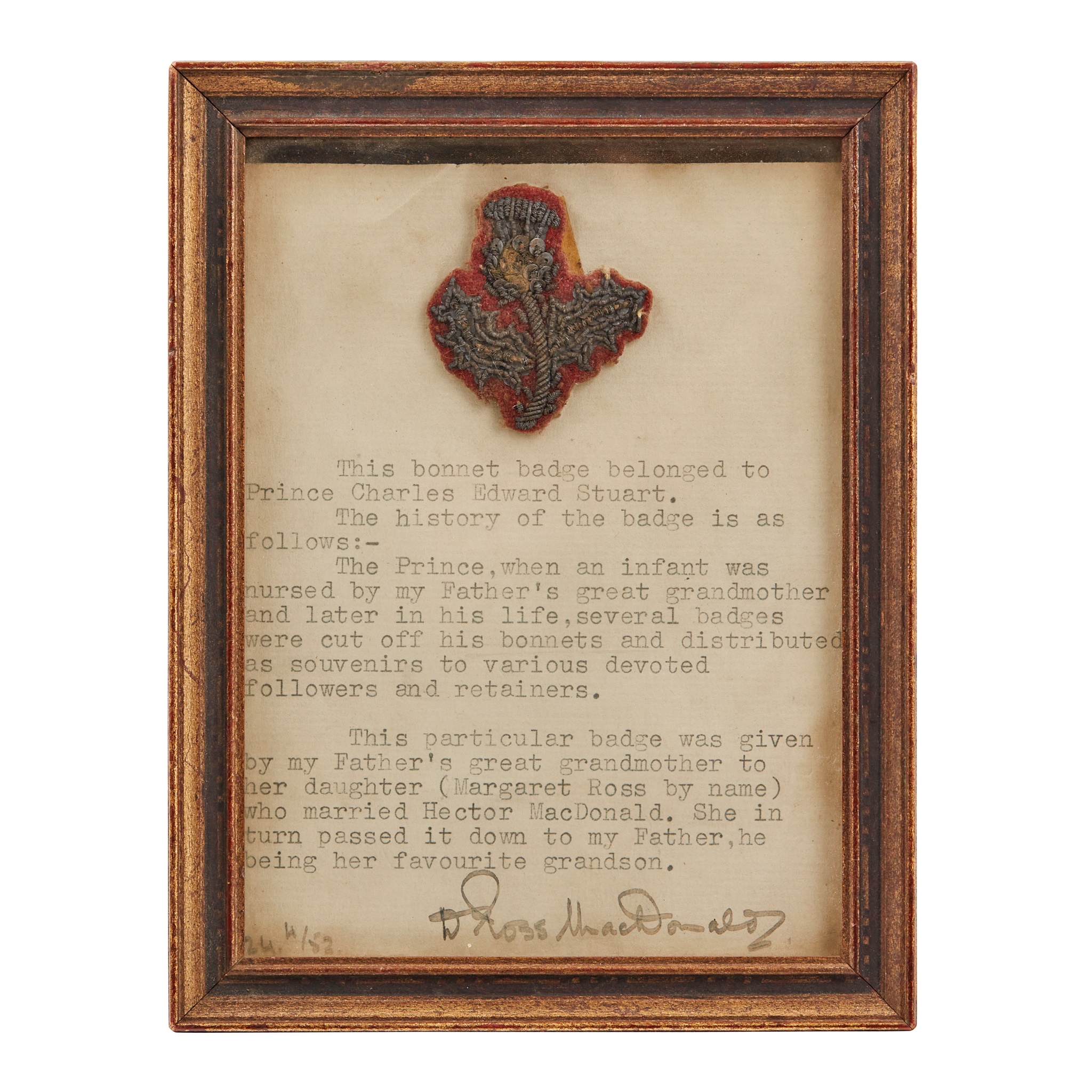 AN 18TH CENTURY GOLD BULLION THISTLE BADGE