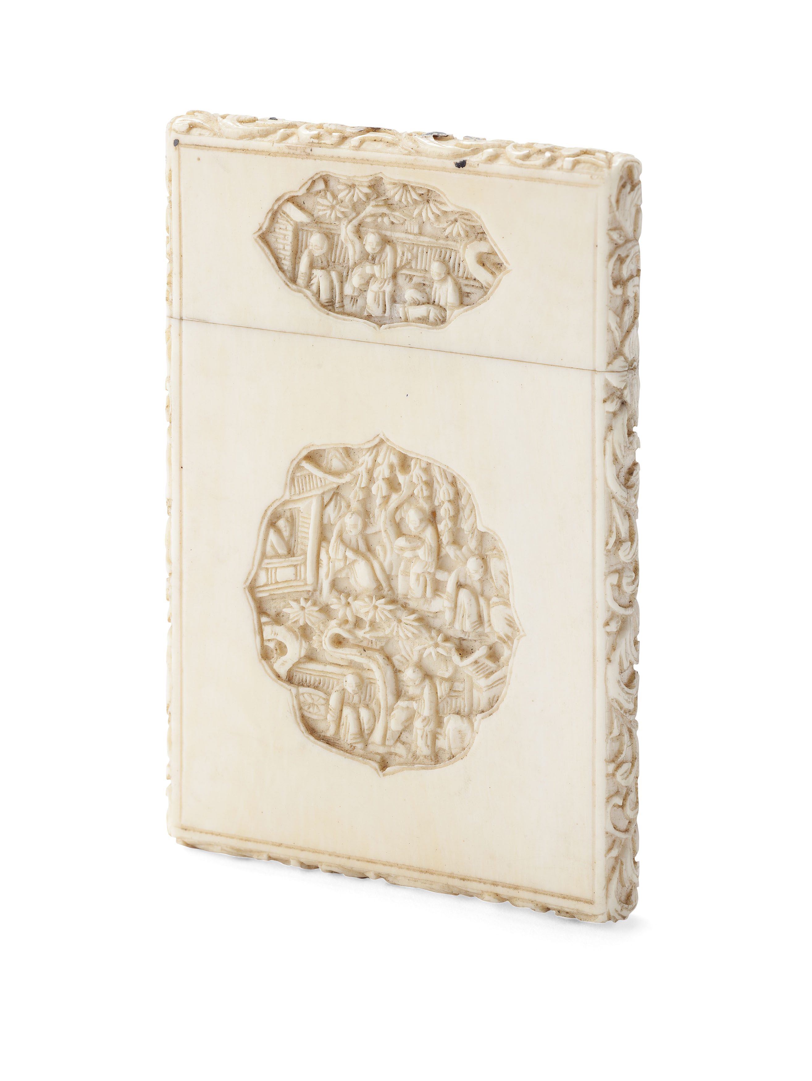 CHINESE CANTON CARVED IVORY CARD CASE