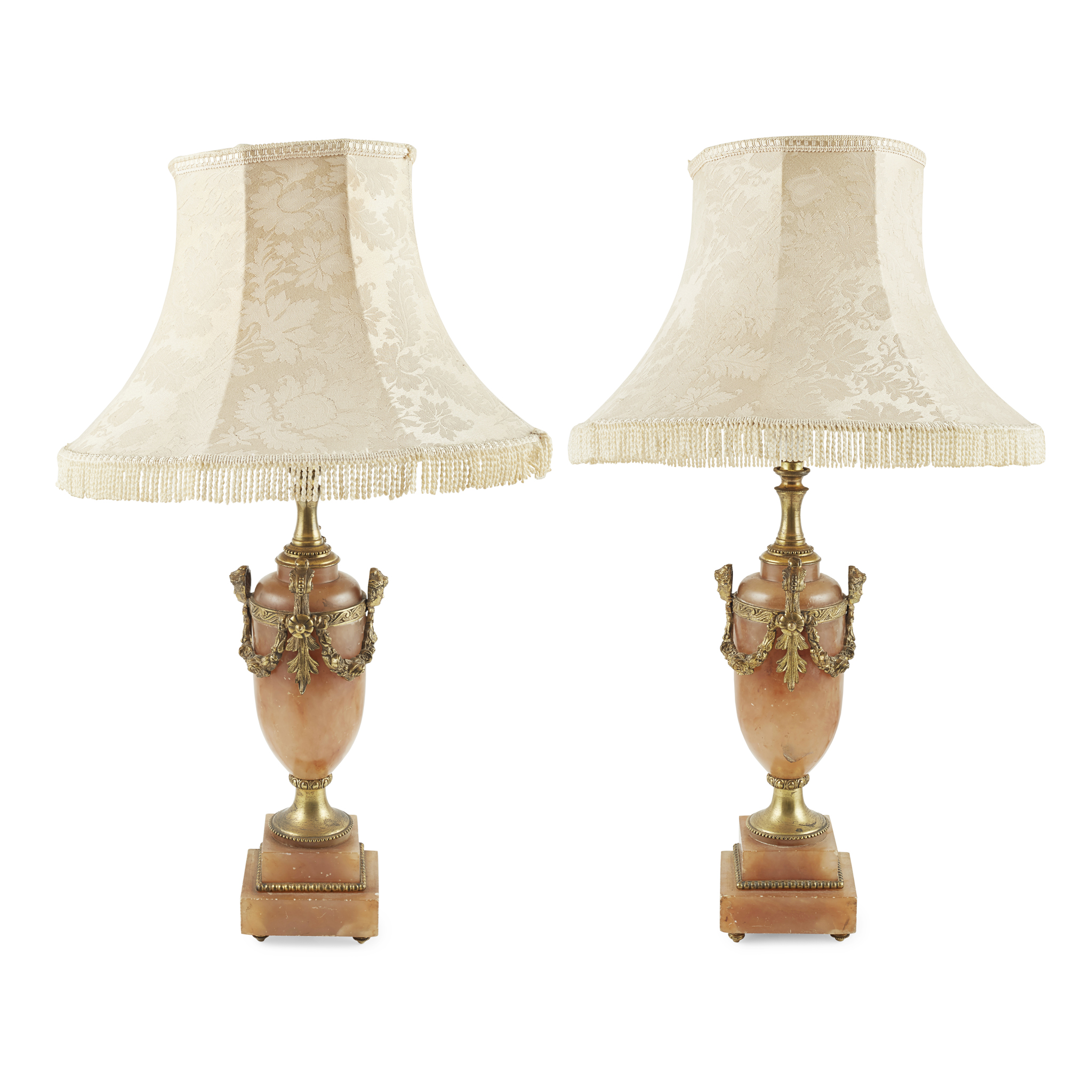 PAIR OF ONYX GILT METAL MOUNTED TABLE LAMPS
