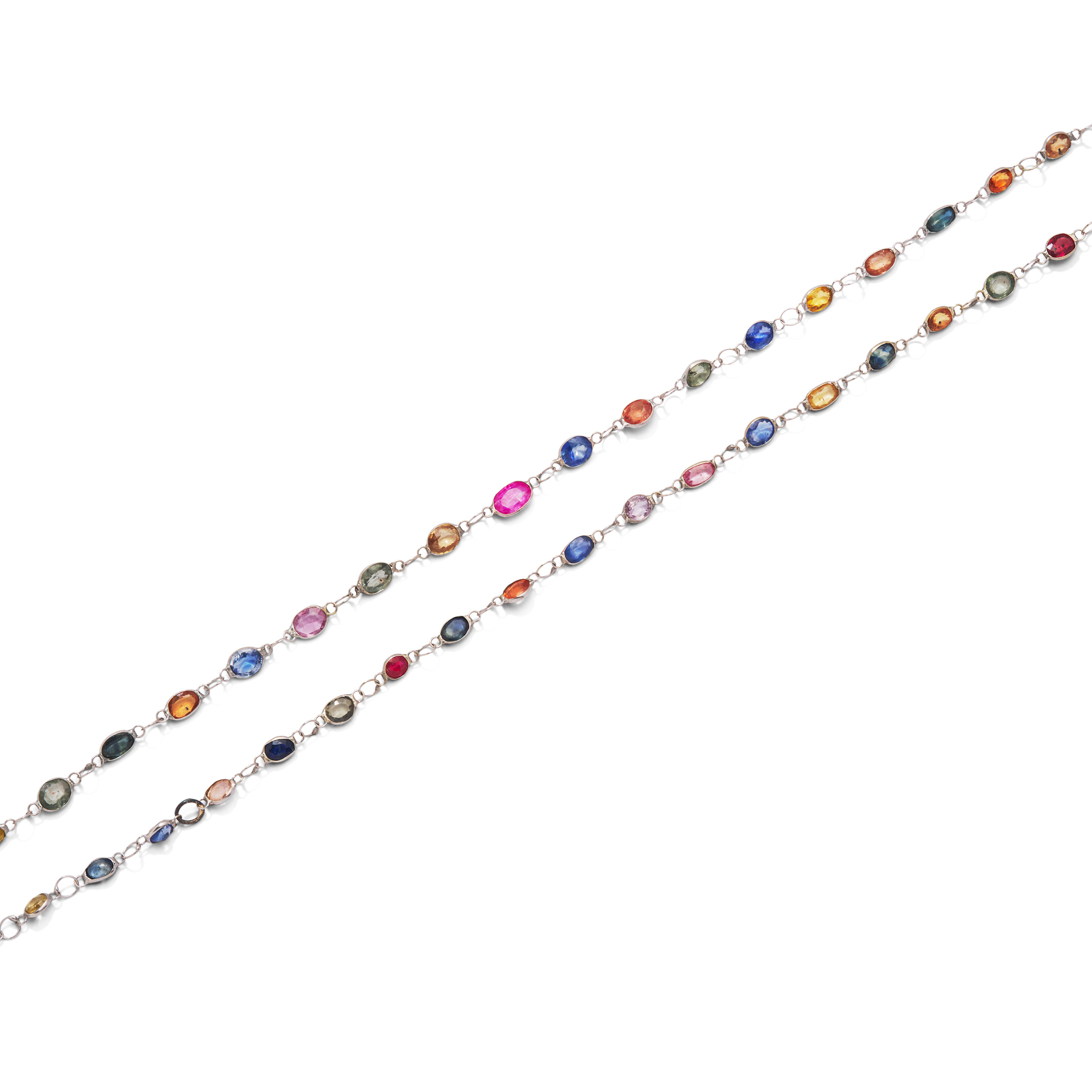 A multi-coloured sapphire necklace