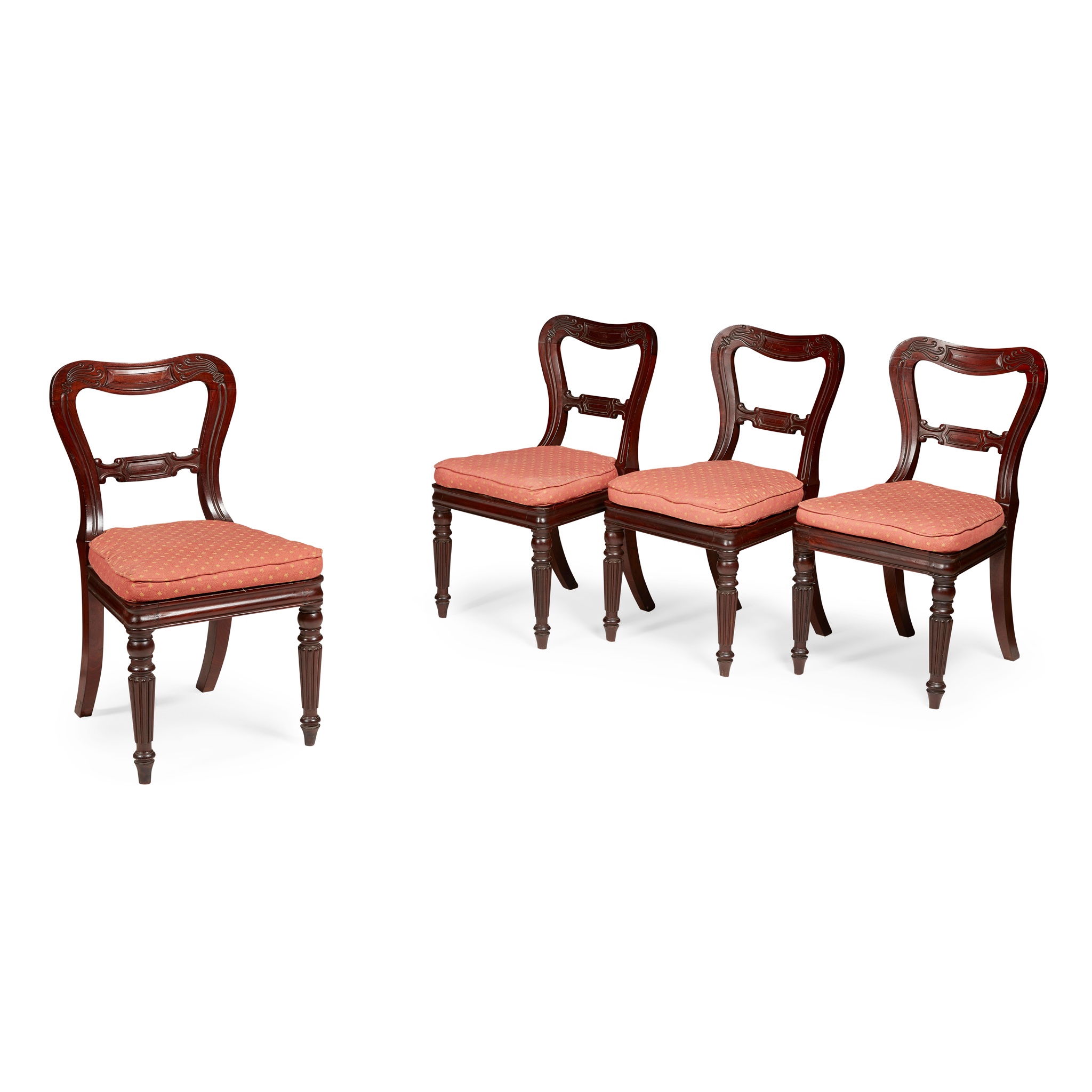 SET OF FOUR LATE REGENCY MAHOGANY DINING CHAIRS