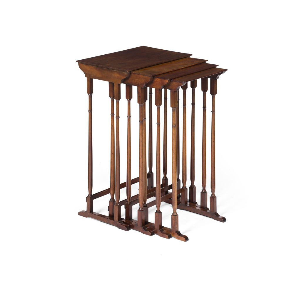 SET OF FOUR REGENCY MAHOGANY NESTING TABLES