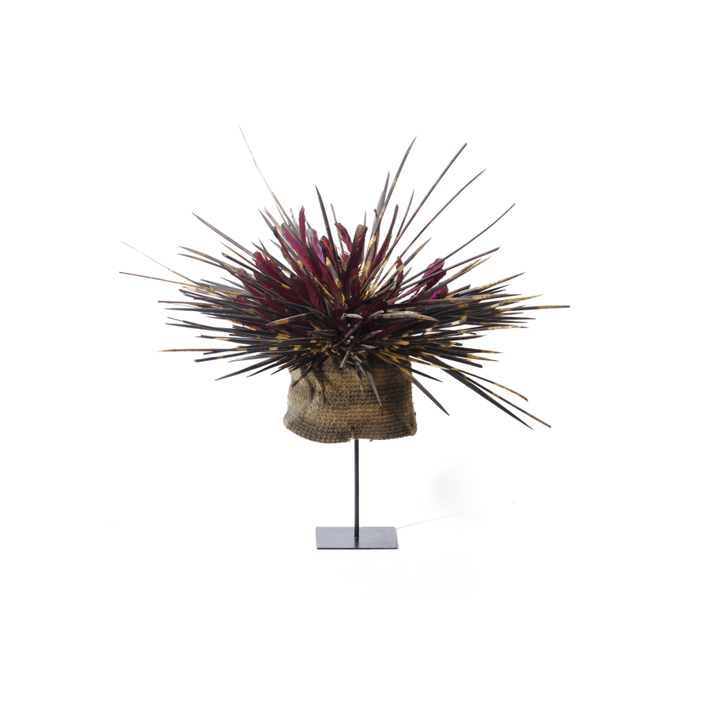 BAMILEKE PORCUPINE QUILL HEADDRESS