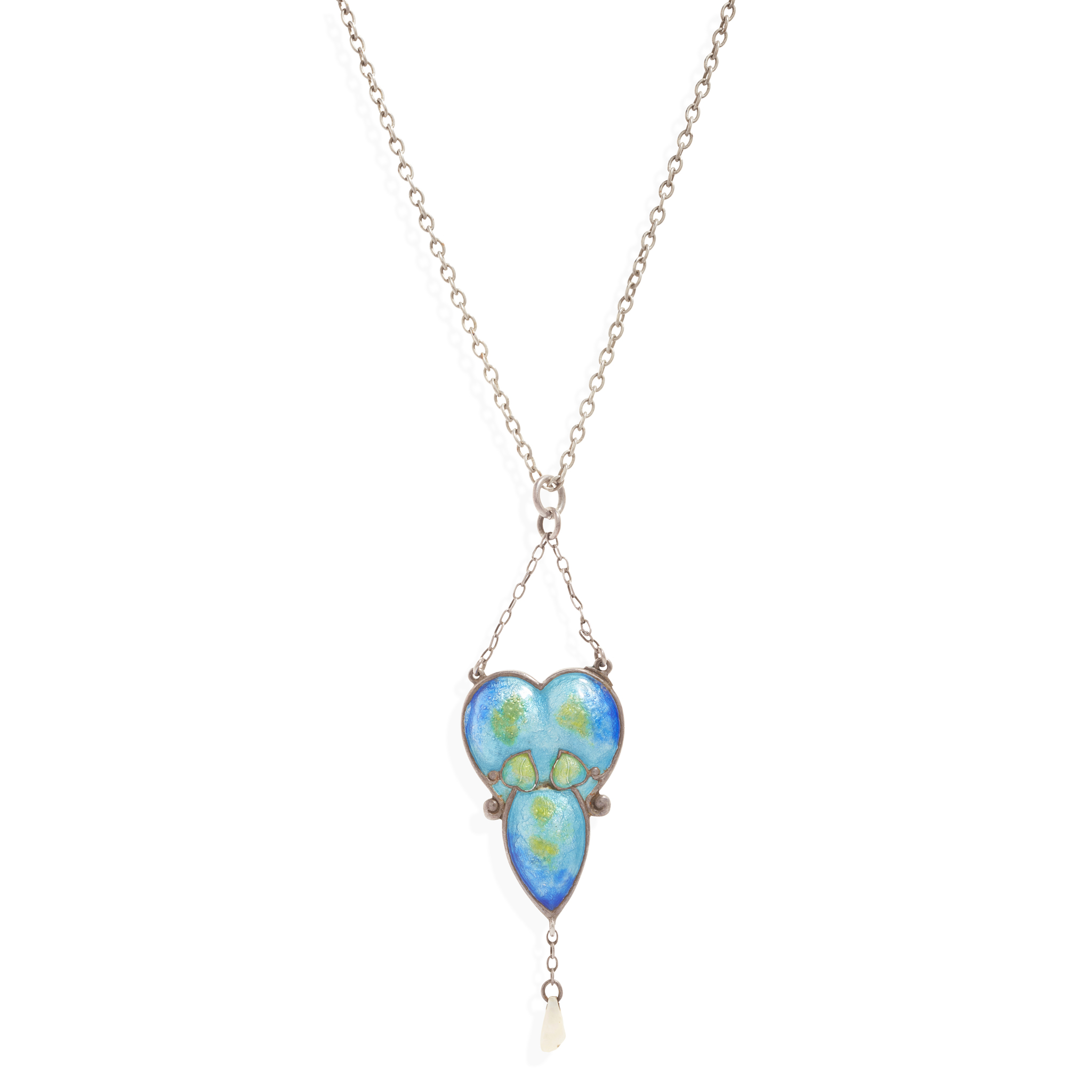 An Arts & Crafts enamel and pearl pendant necklace