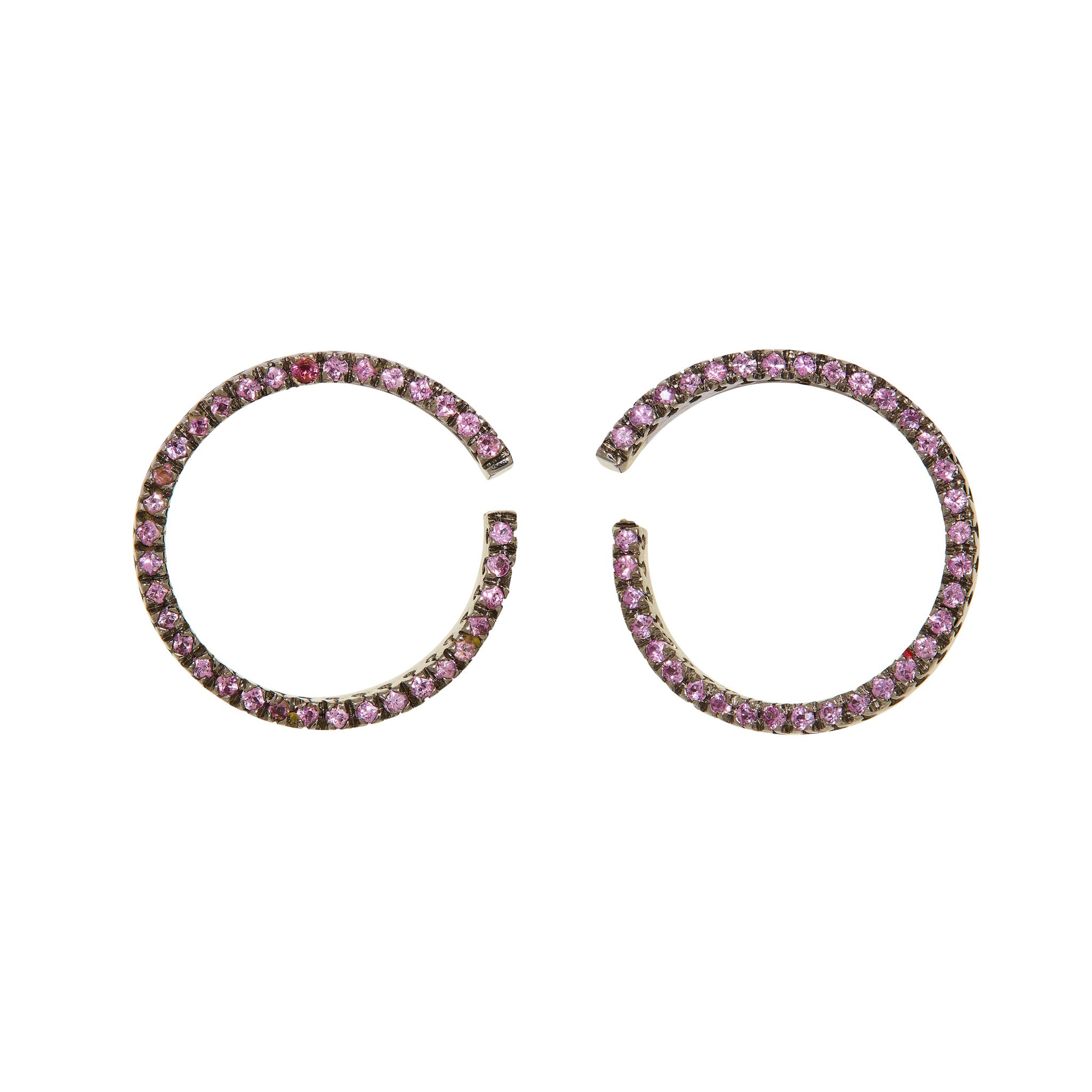 A pair of pink sapphire hoop earrings