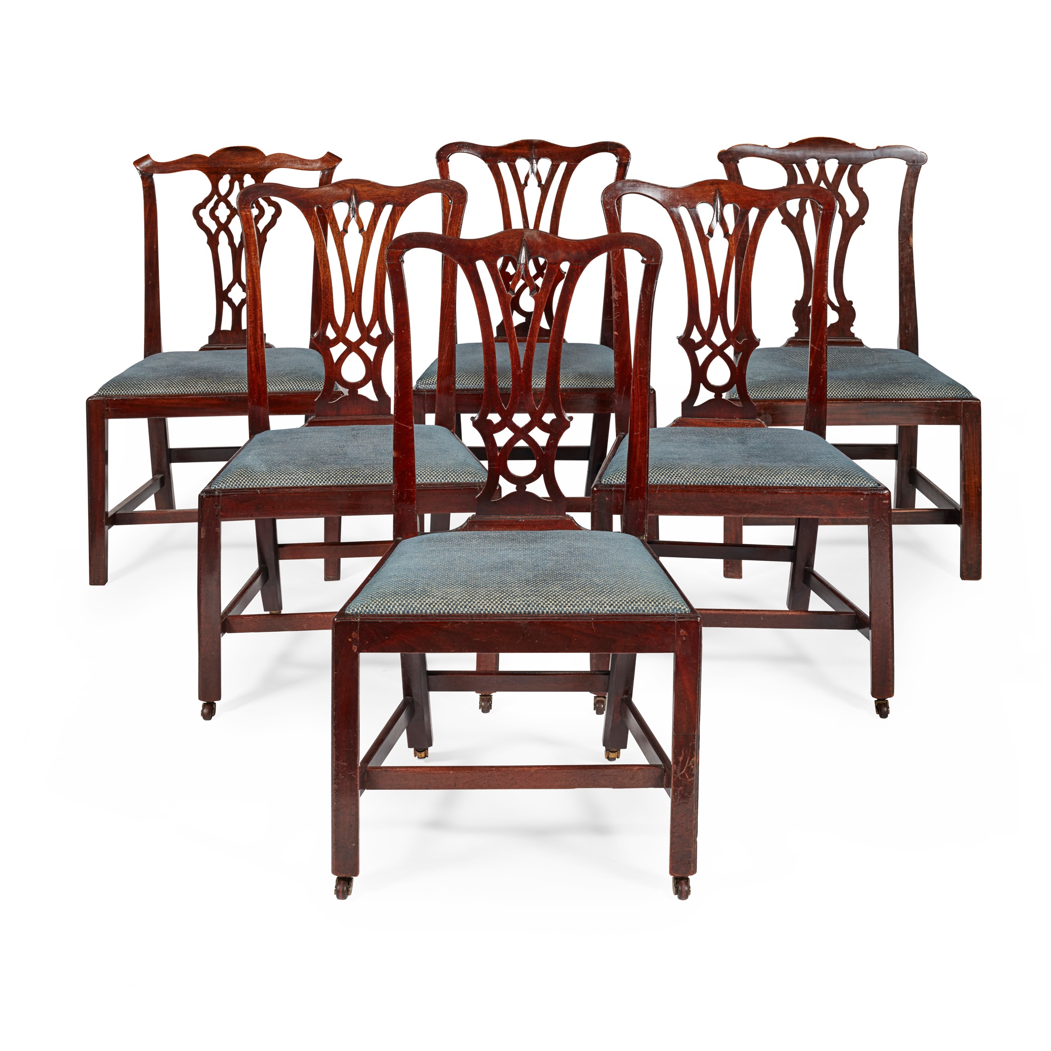 MATCHED SET OF SIX GEORGE III MAHOGANY DINING CHAIRS