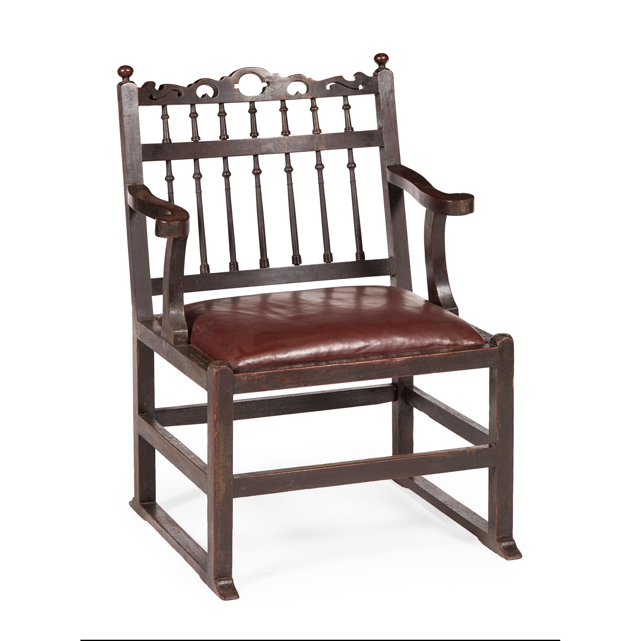 PROVINCIAL WALNUT 'DRUNKARD'S' ARMCHAIR