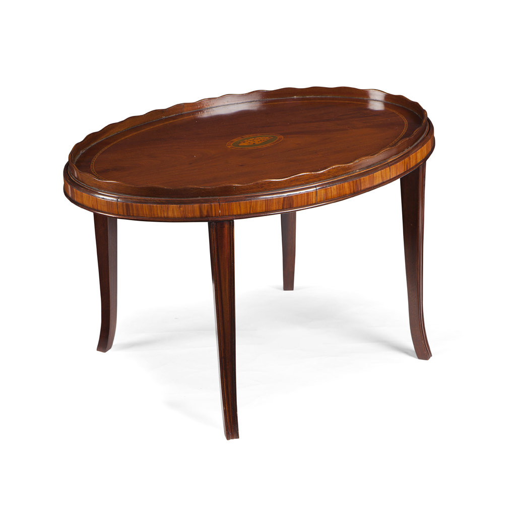 A GEORGE III MAHOGANY AND INLAID OVAL TRAY