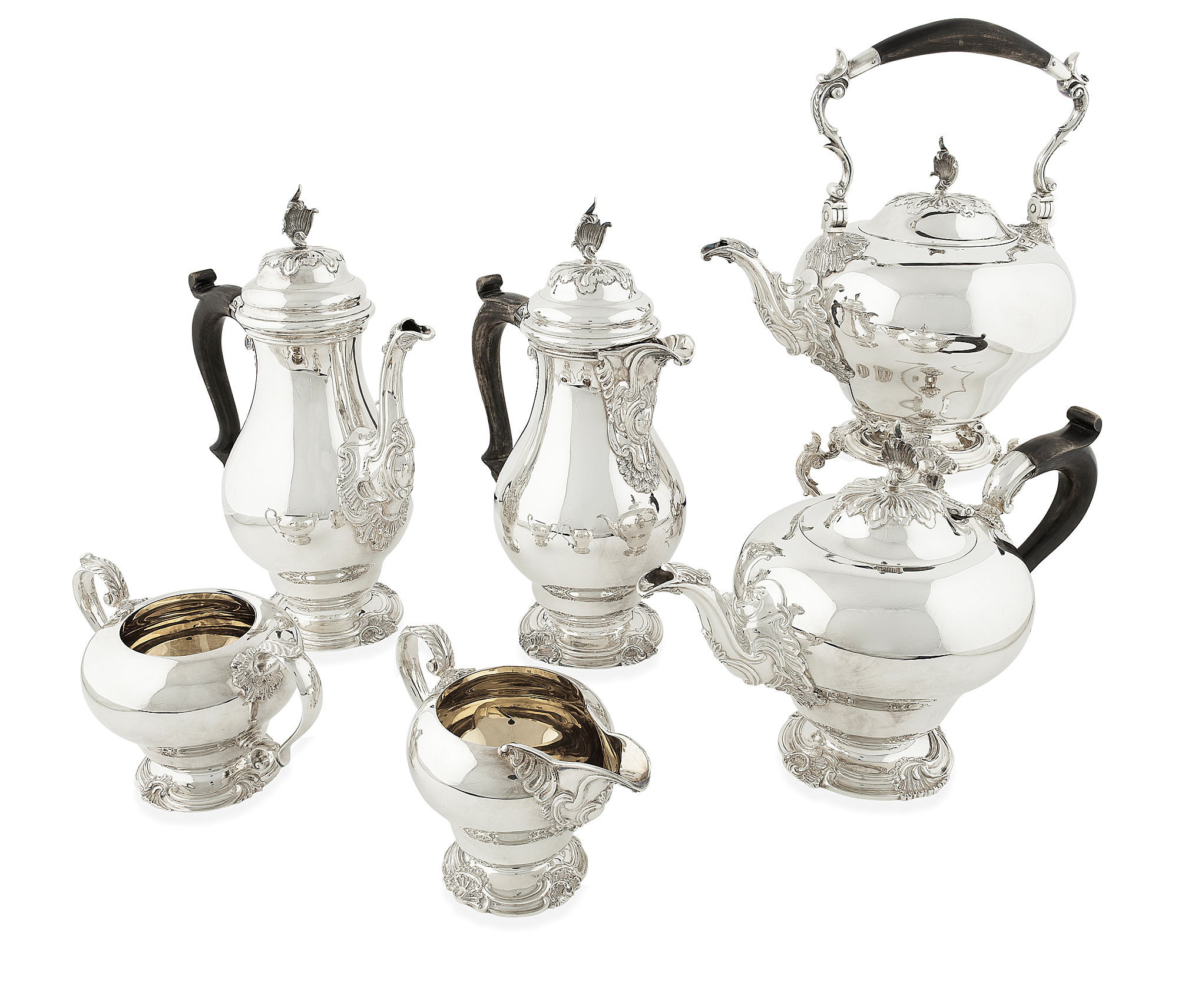 A fine modern six piece tea and coffee service