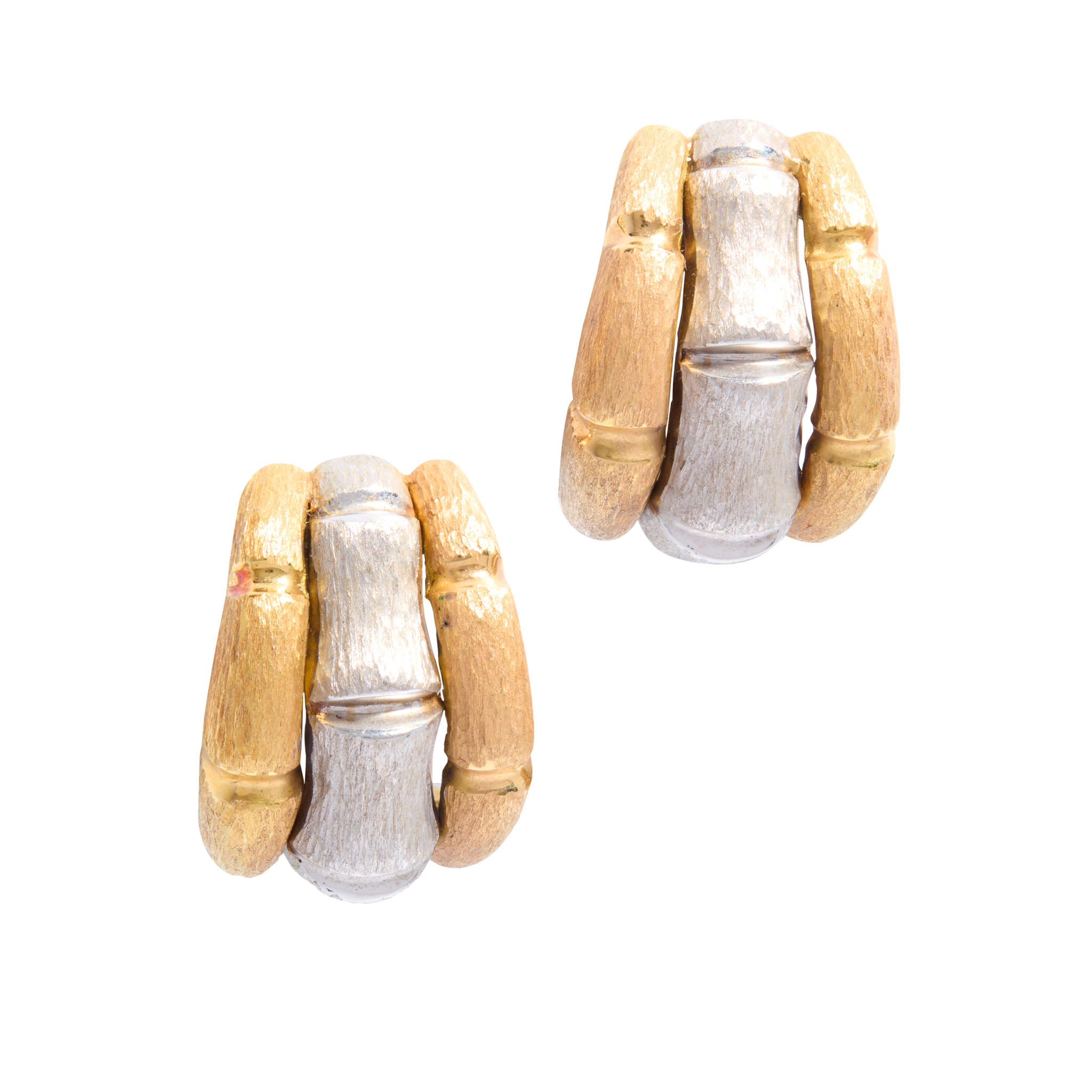 A pair of bi-coloured ‘bamboo’ earrings