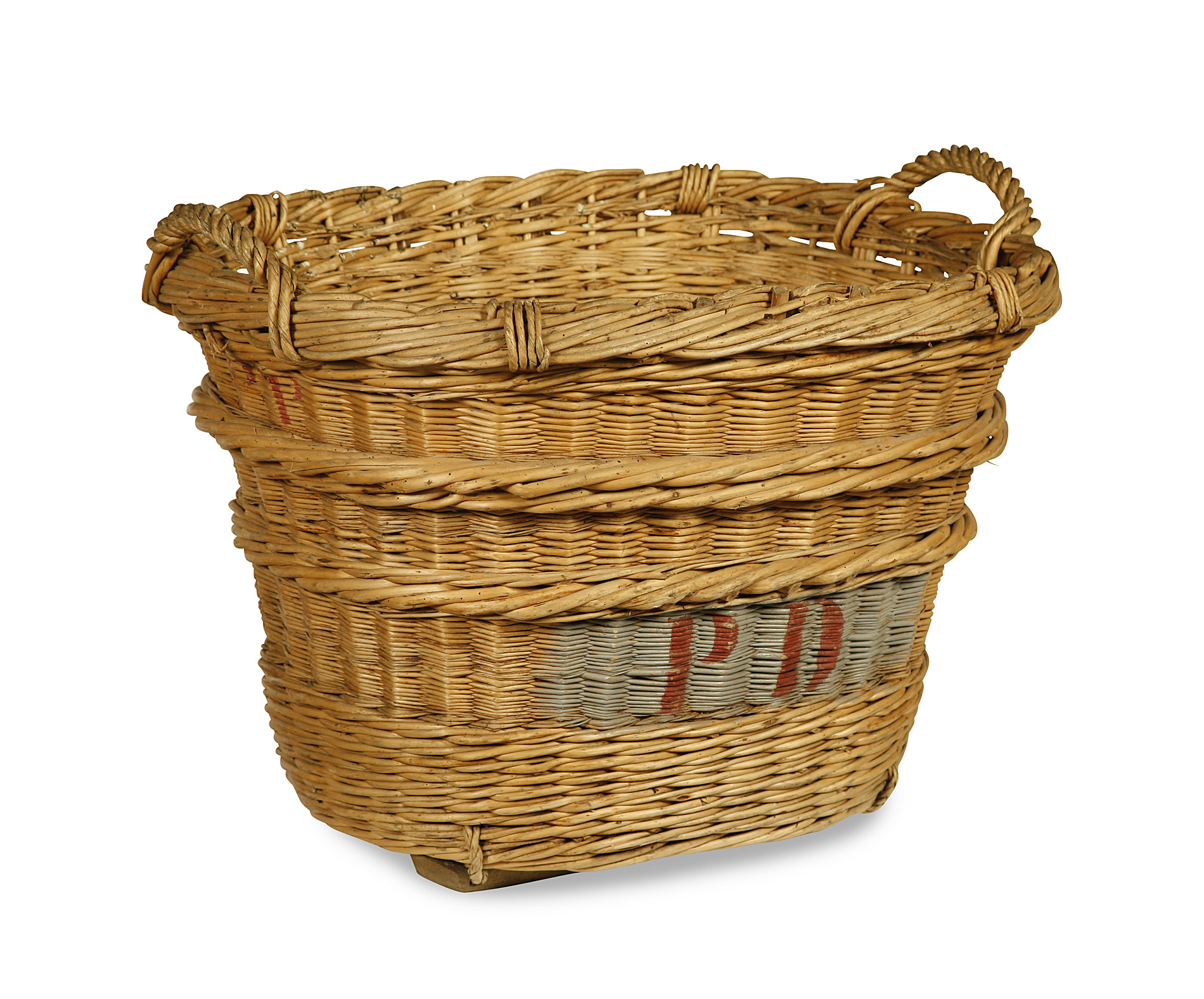 LARGE FRENCH CHAMPAGNE WICKER BASKET