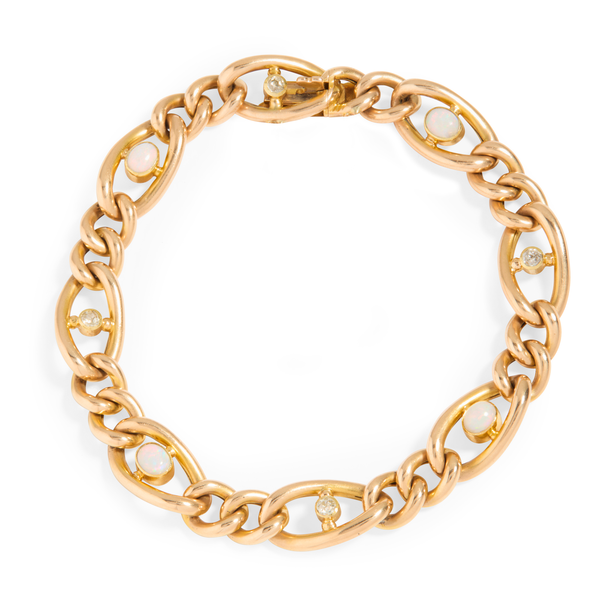 An early 20th century opal and diamond bracelet