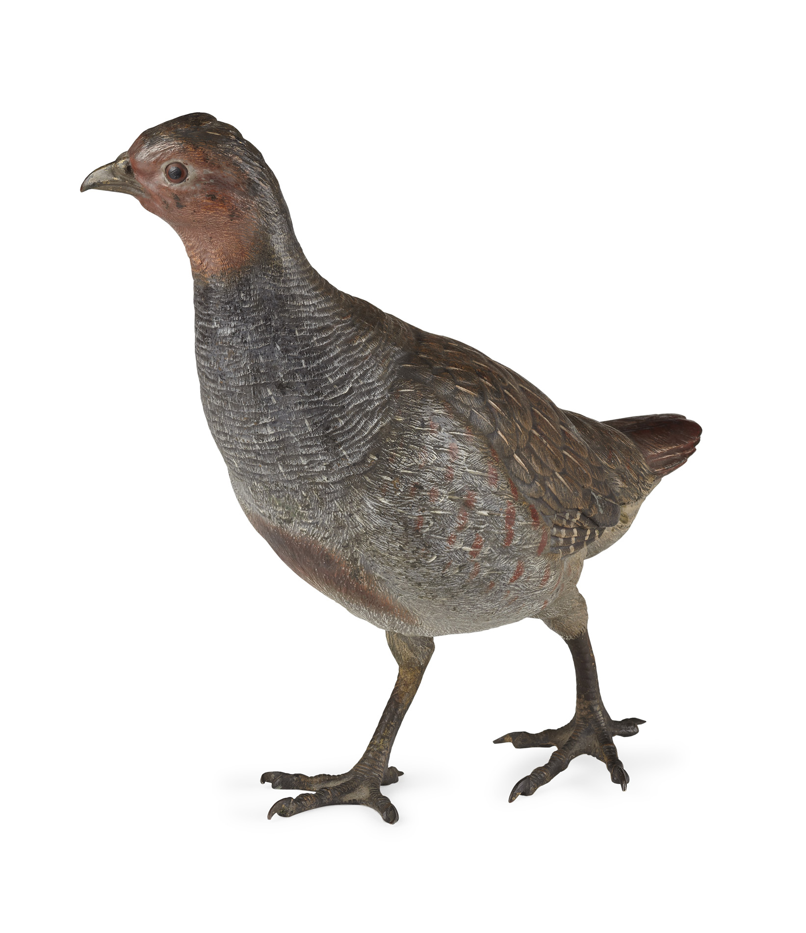 LARGE AUSTRIAN COLD PAINTED BRONZE FIGURE OF A PARTRIDGE BY FRANZ BERGMANN