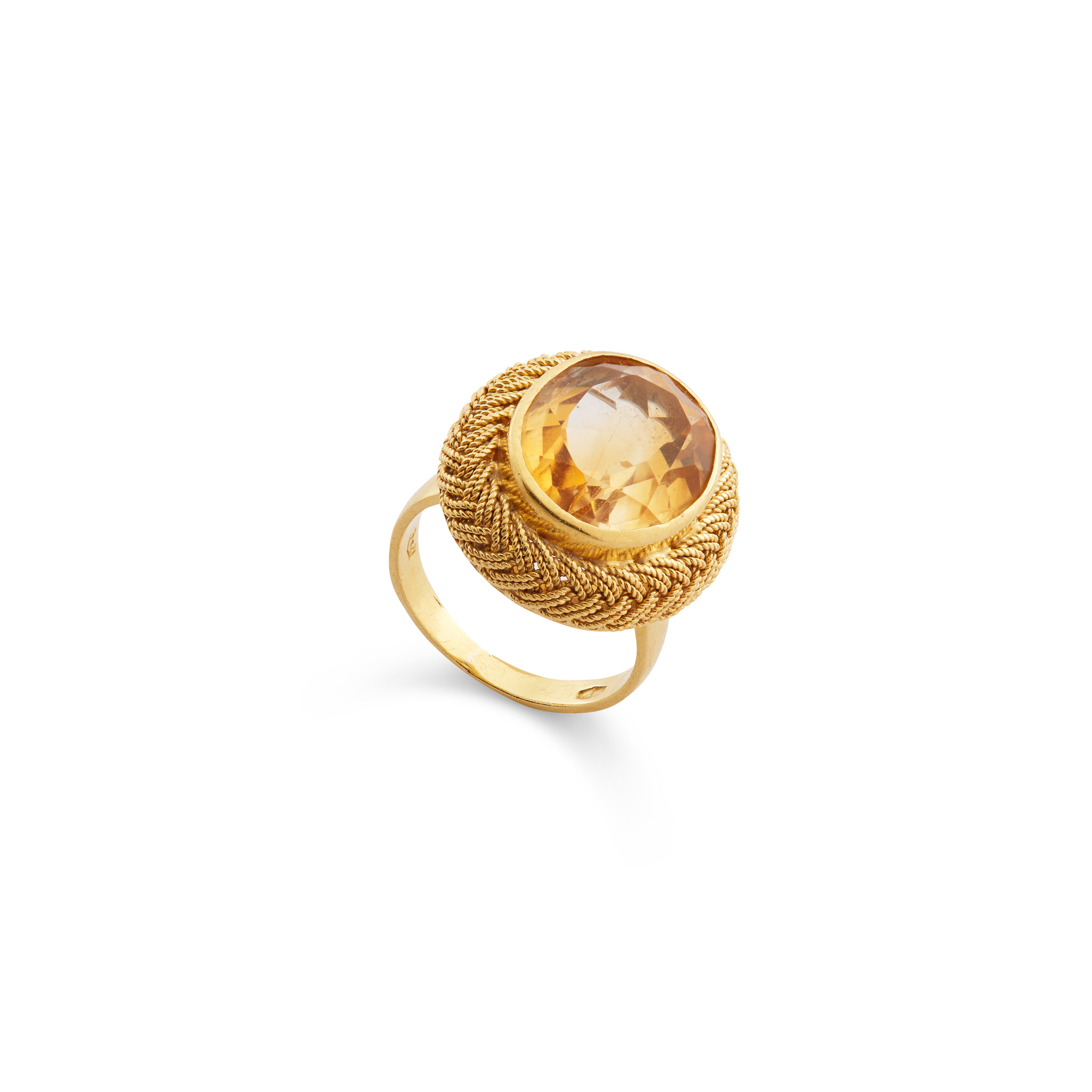 A citrine ropetwist ring, circa 1960