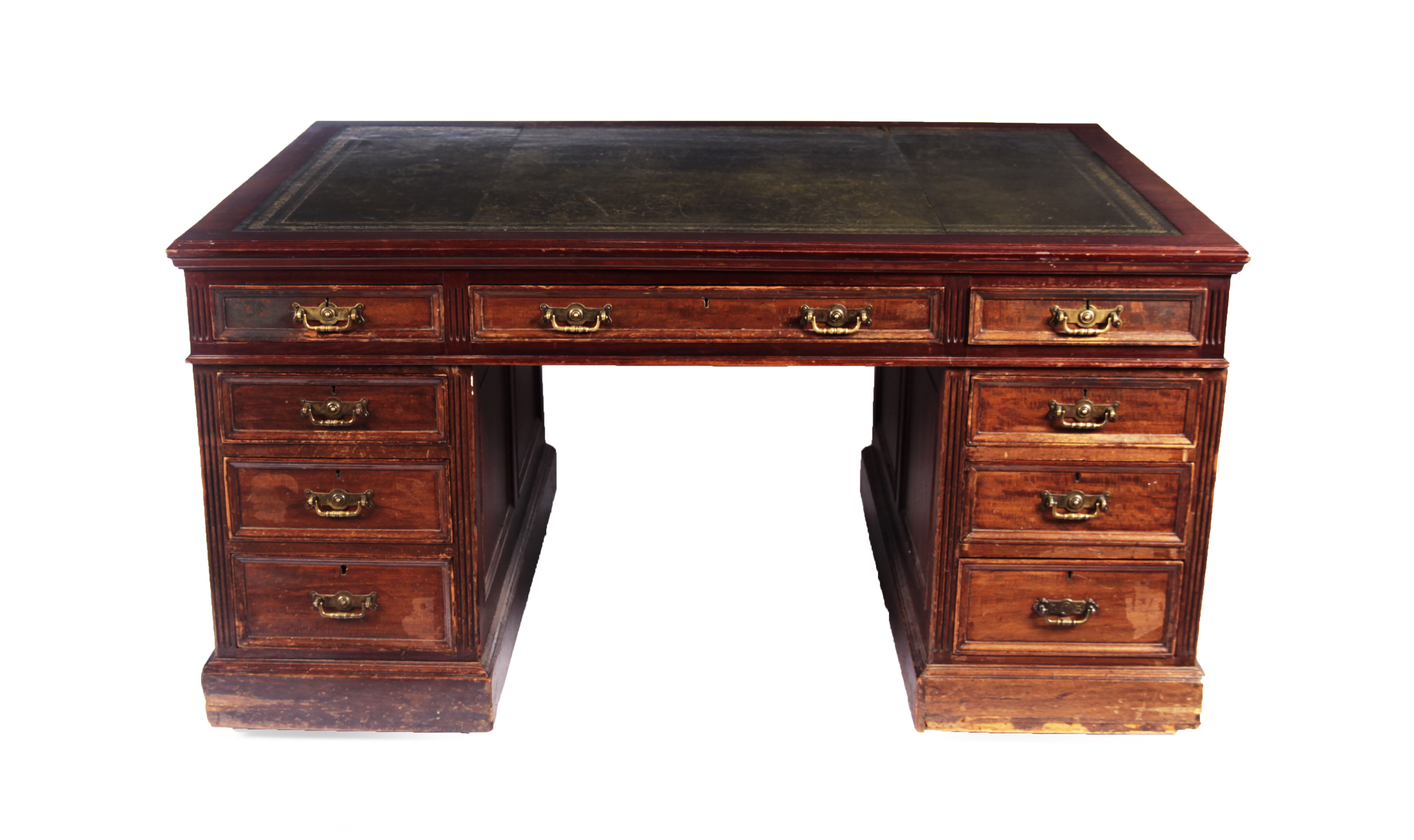 EDWARDIAN MAHOGANY TWIN PEDESTAL PARTNERS DESK