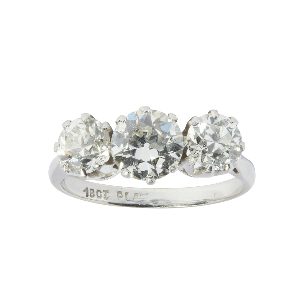 A three stone diamond ring