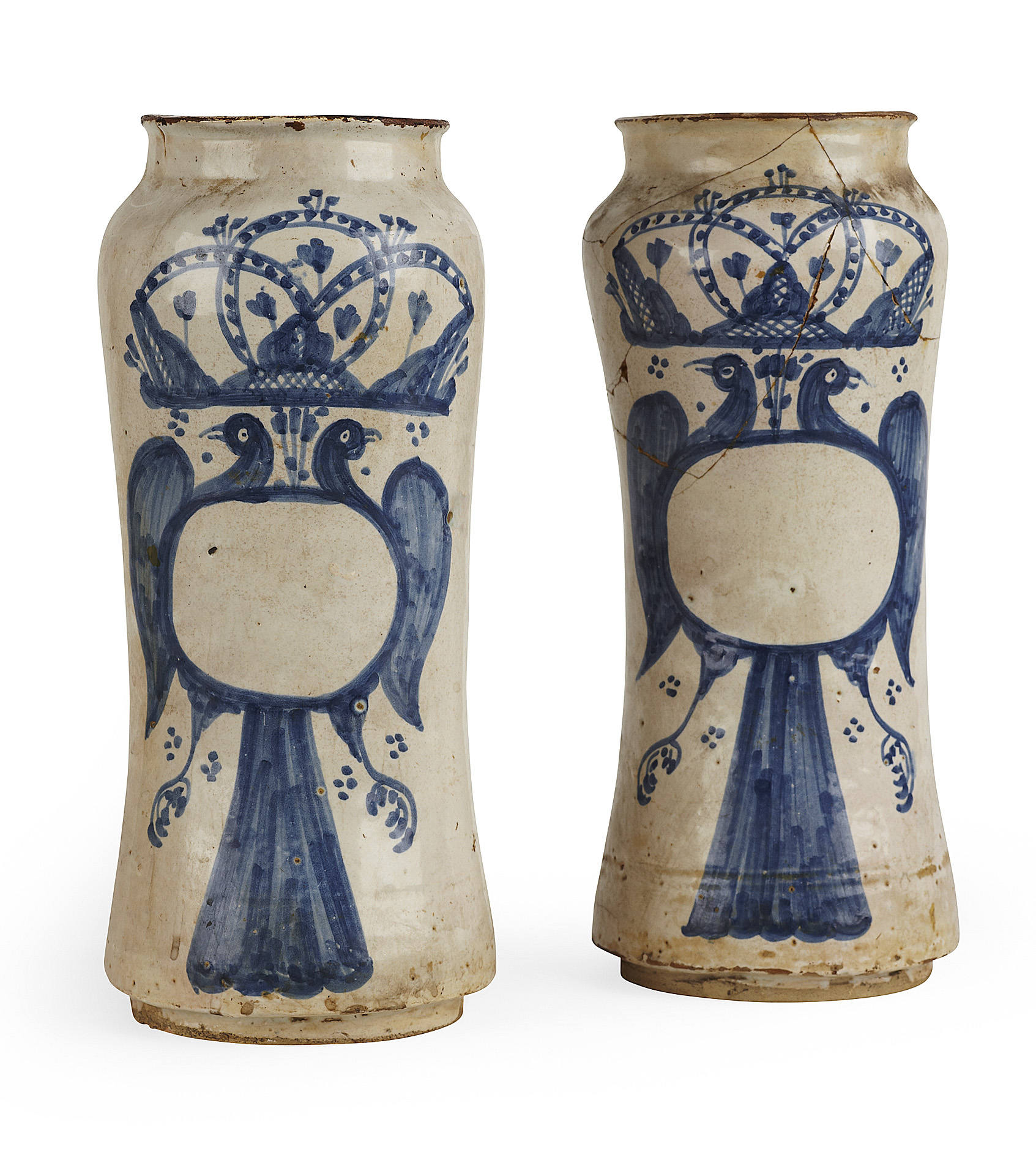 PAIR OF SPANISH MAIOLICA ALBARELLI